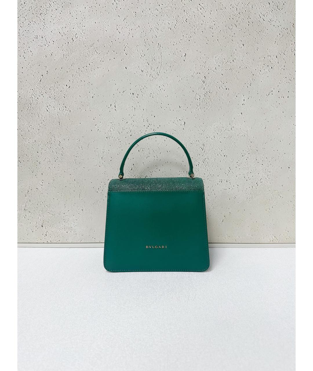 BVLGARI Зеленая кожаная сумка тоут, фото 2