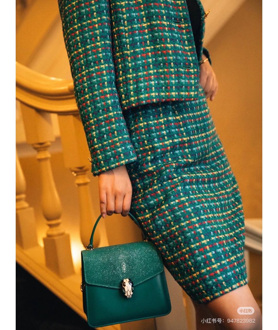 BVLGARI Зеленая кожаная сумка тоут, фото 6