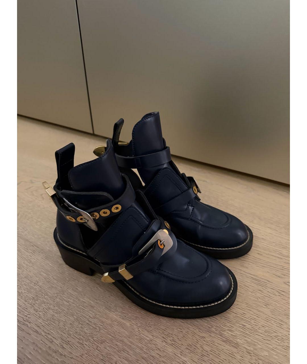 BALENCIAGA Темно-синие кожаные ботинки, фото 6