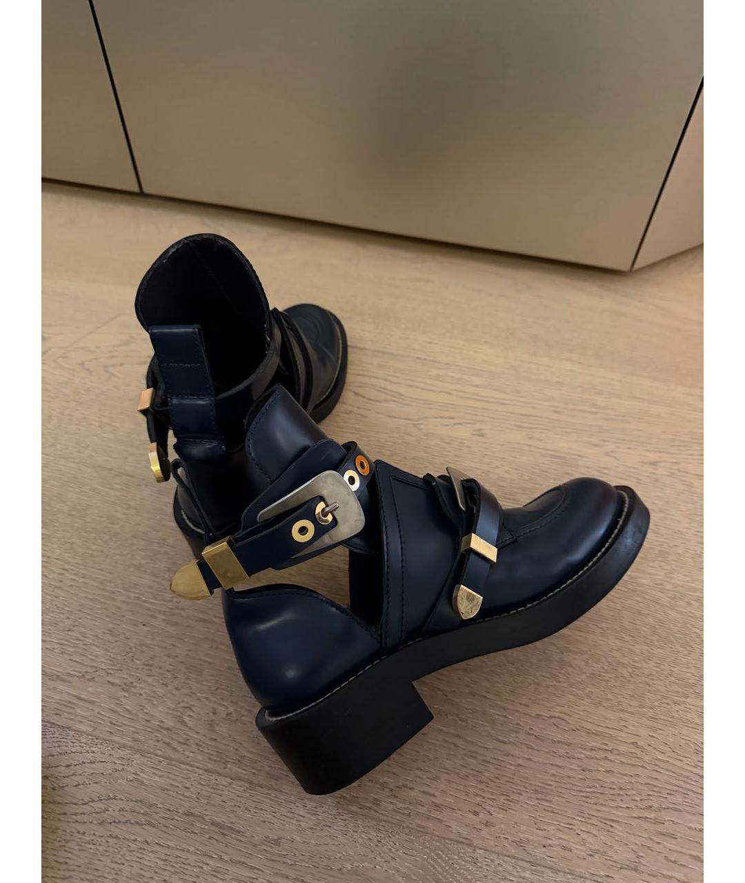 BALENCIAGA Темно-синие кожаные ботинки, фото 5