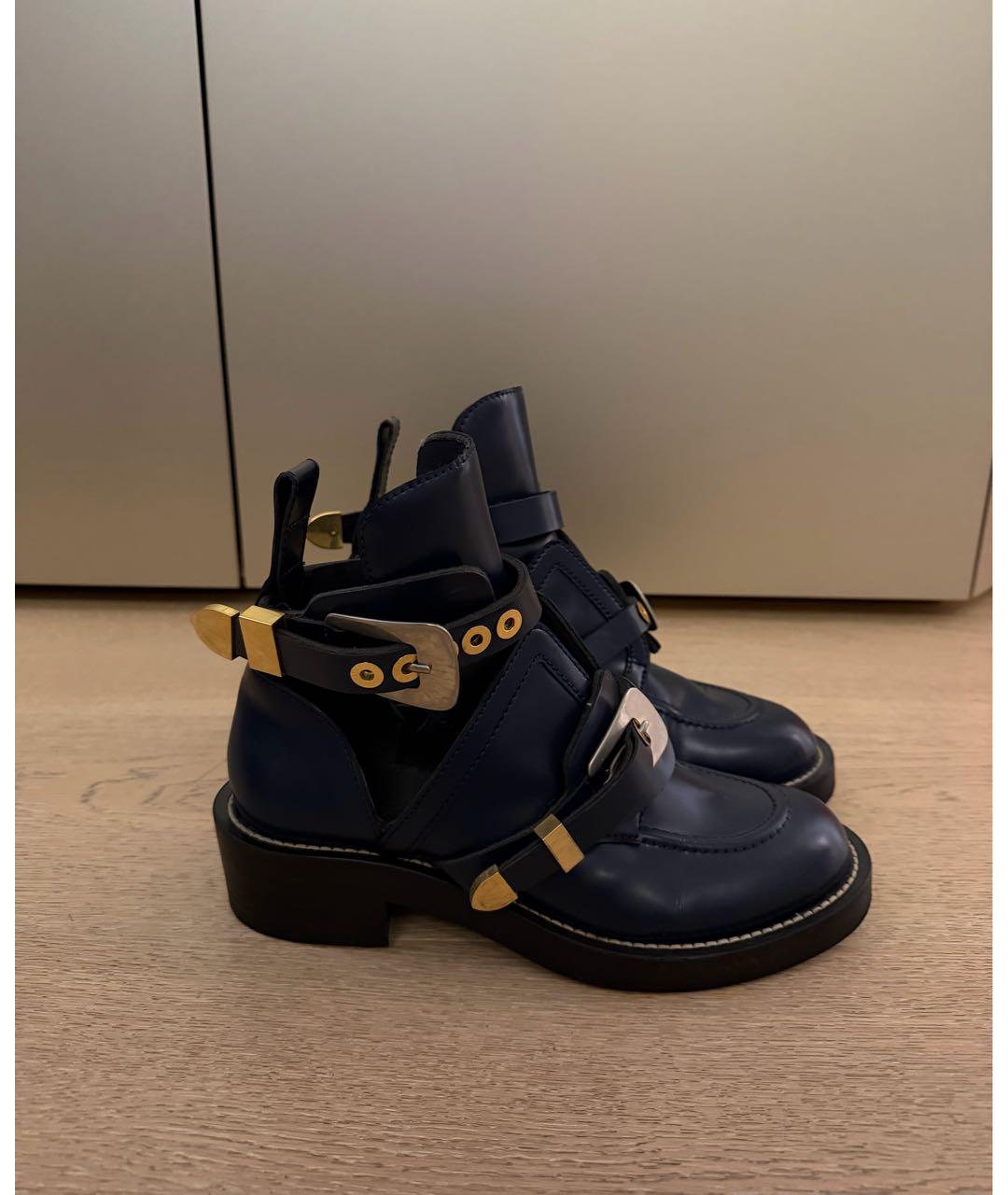 BALENCIAGA Темно-синие кожаные ботинки, фото 8