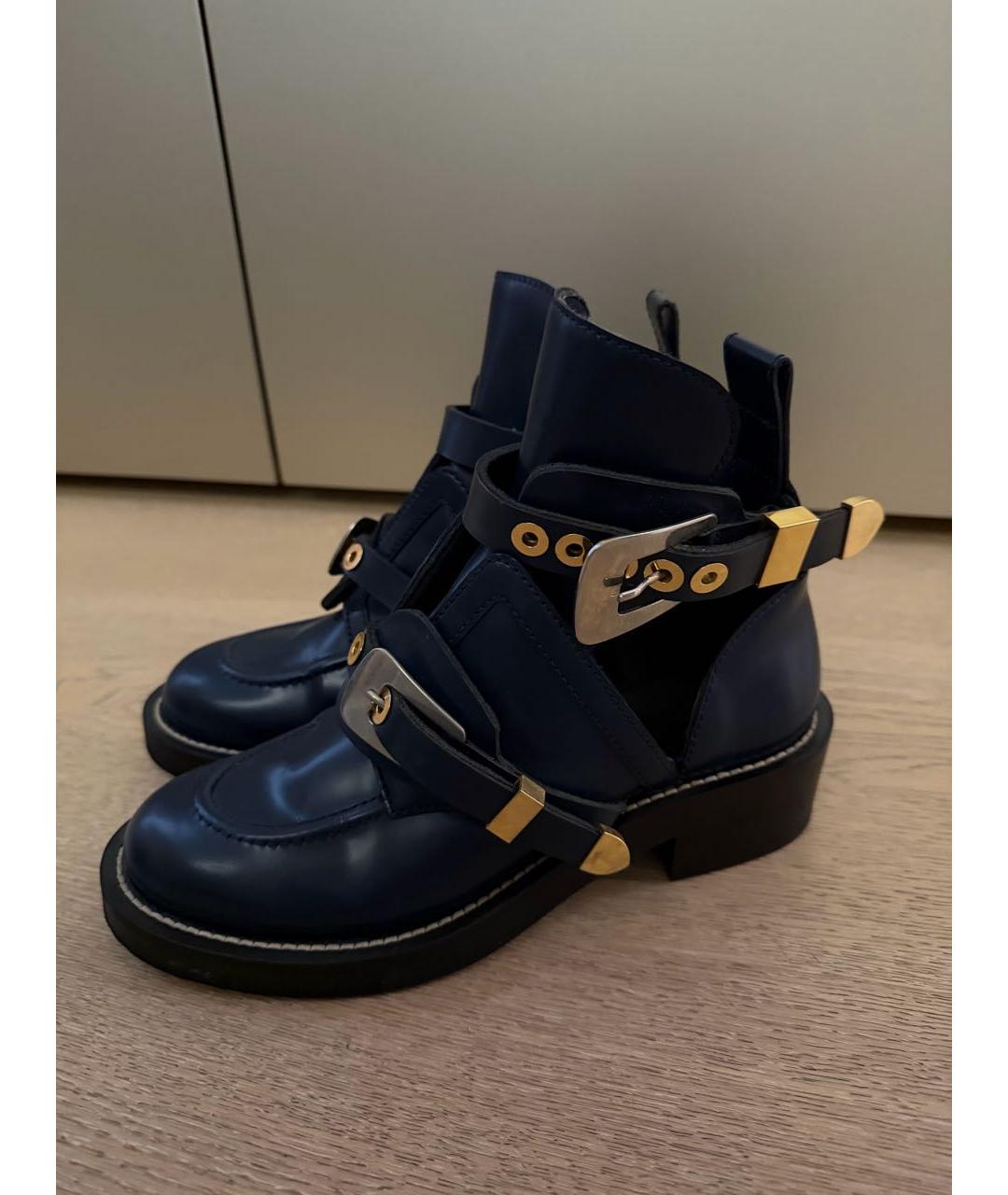 BALENCIAGA Темно-синие кожаные ботинки, фото 3