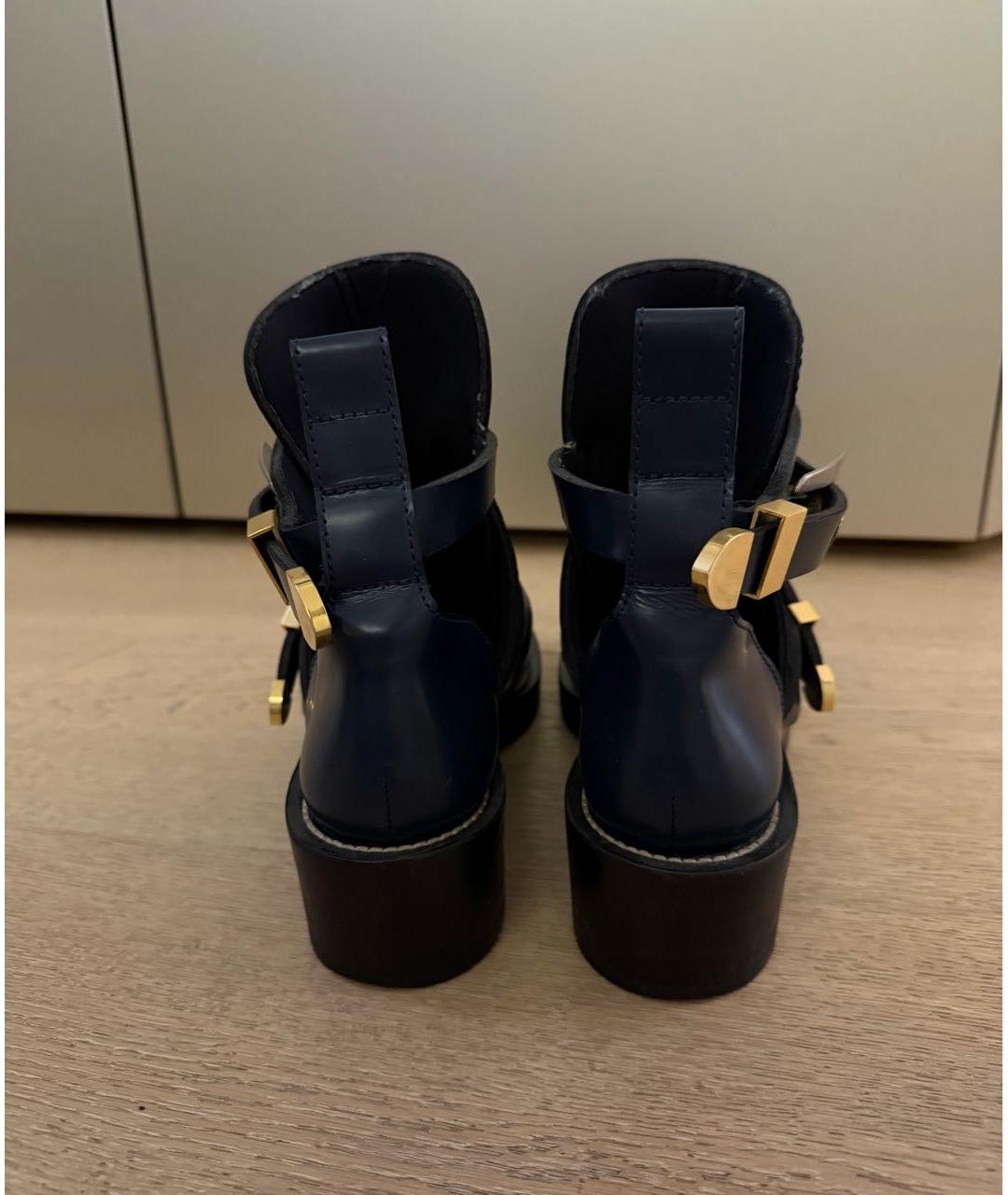 BALENCIAGA Темно-синие кожаные ботинки, фото 4