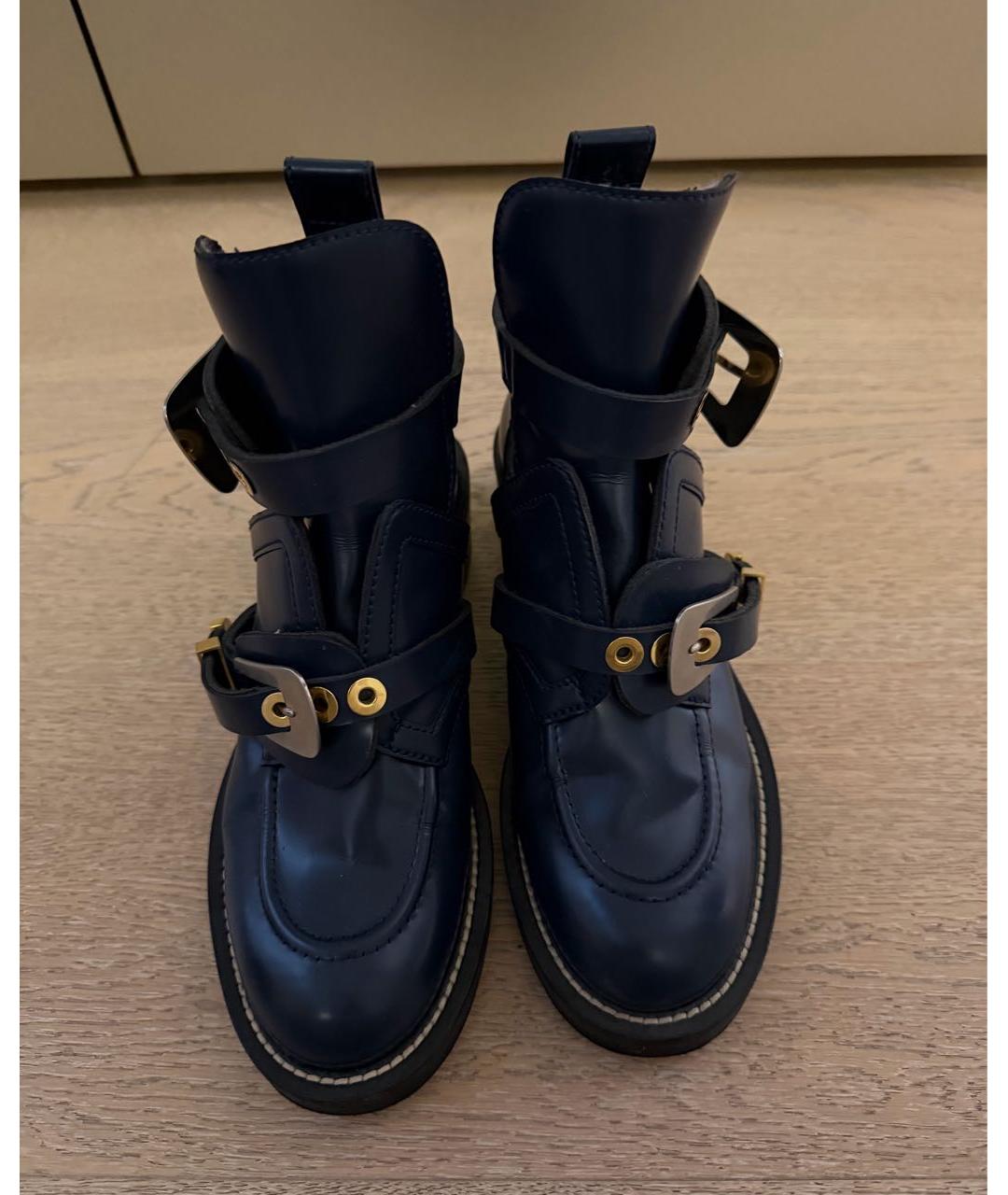 BALENCIAGA Темно-синие кожаные ботинки, фото 2