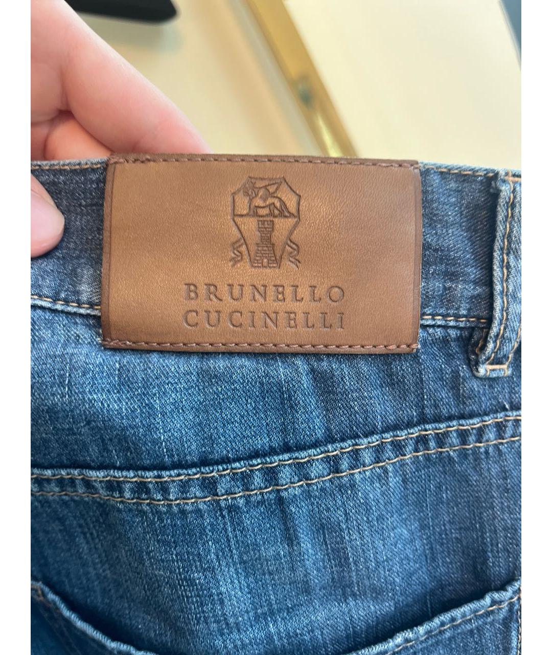 BRUNELLO CUCINELLI Синие хлопковые прямые джинсы, фото 4