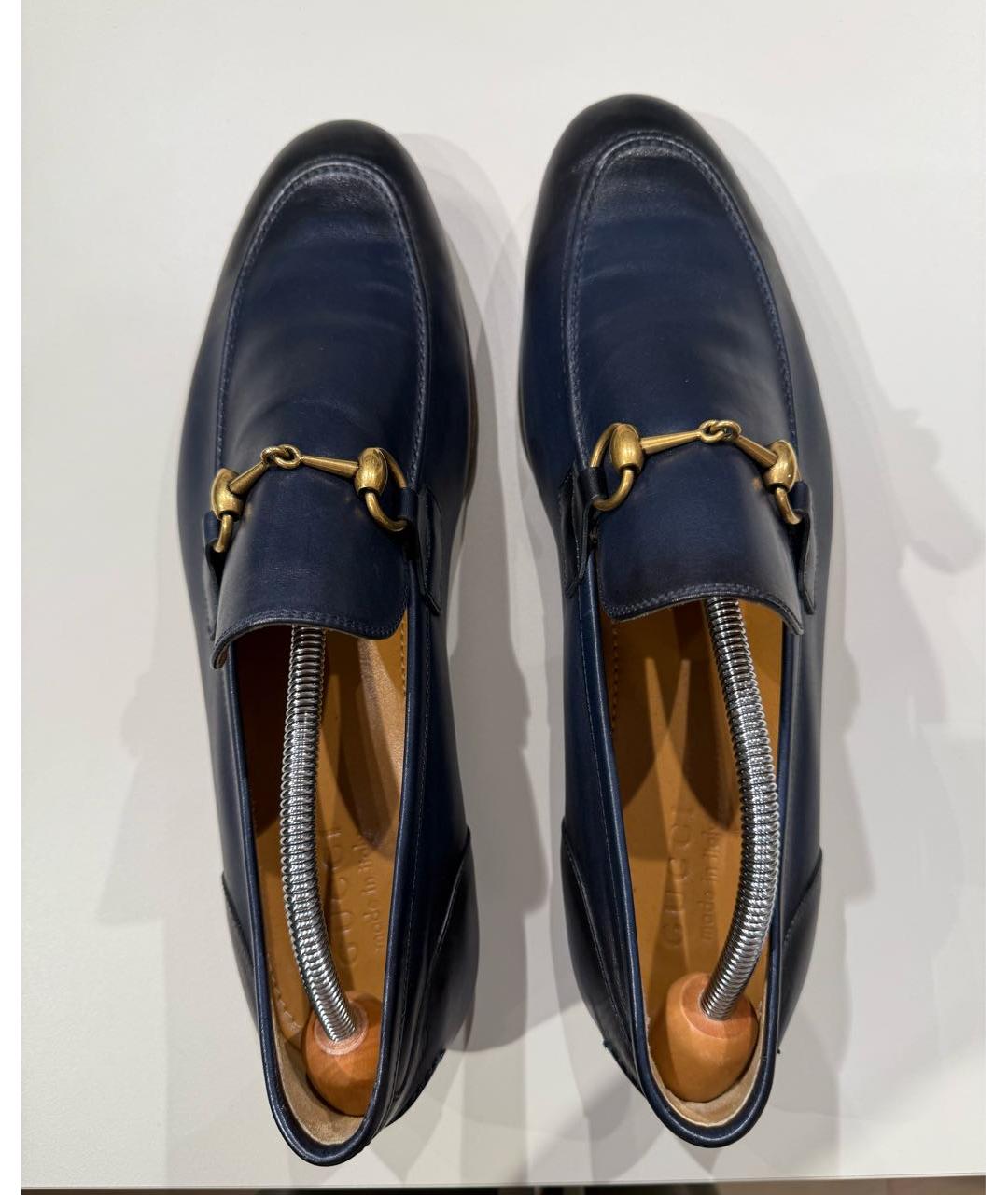 GUCCI Темно-синие кожаные мокасины, фото 3