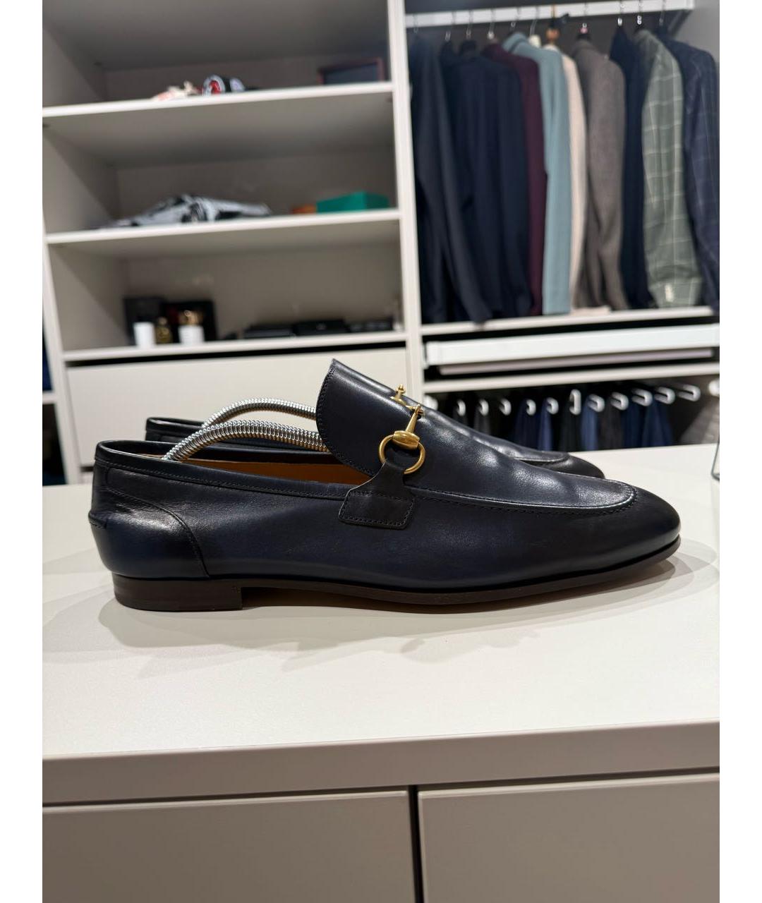 GUCCI Темно-синие кожаные мокасины, фото 7