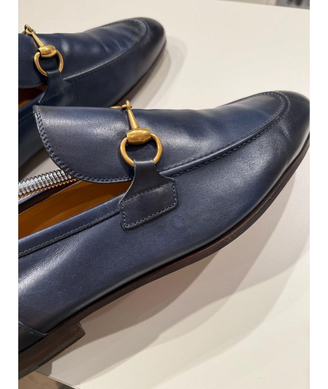 GUCCI Темно-синие кожаные мокасины, фото 6