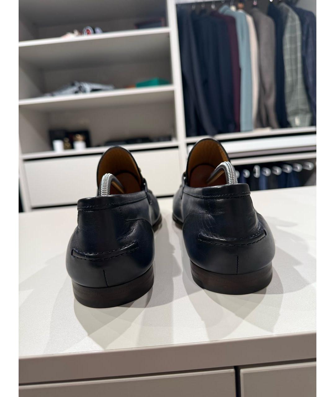 GUCCI Темно-синие кожаные мокасины, фото 4