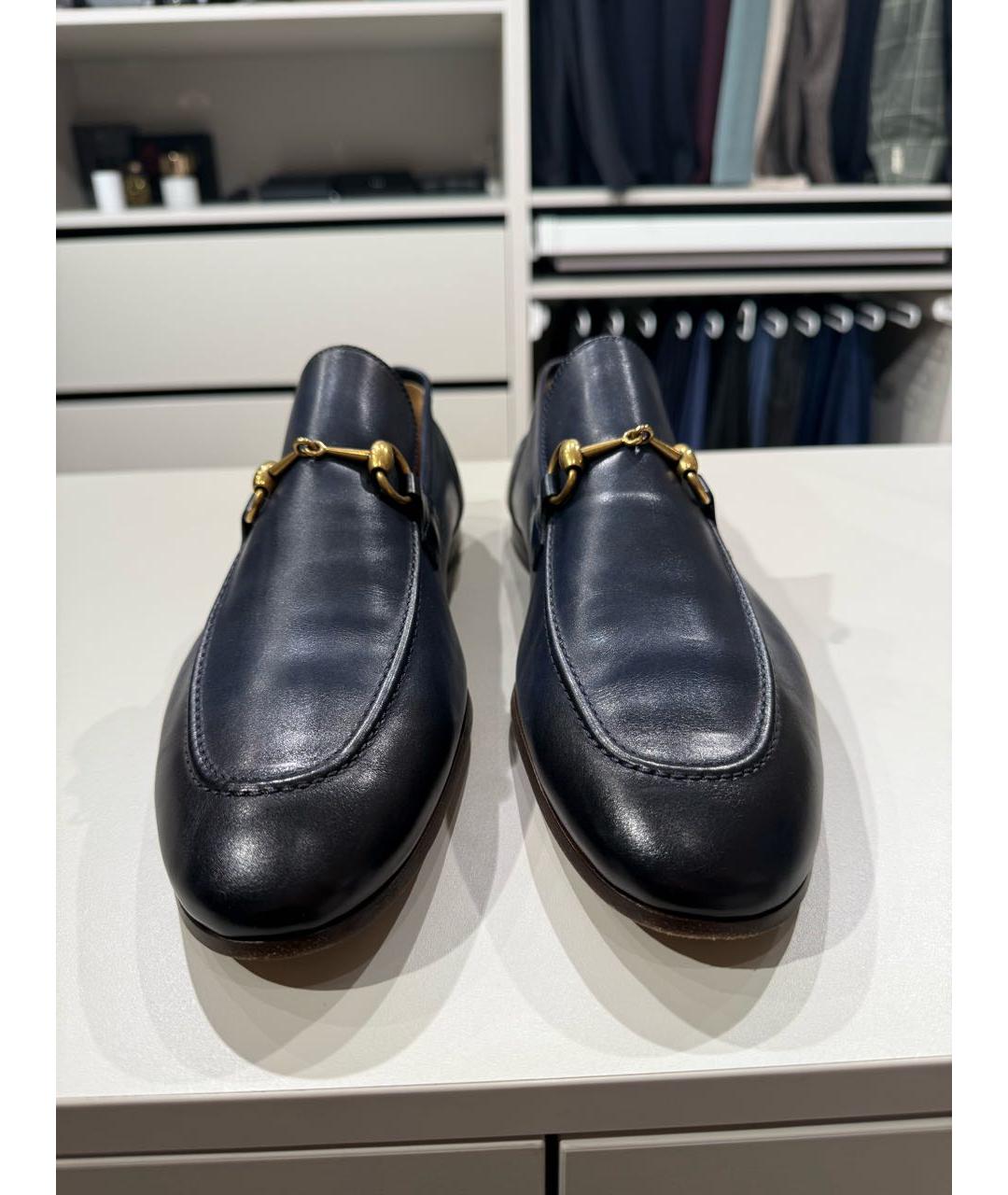 GUCCI Темно-синие кожаные мокасины, фото 2