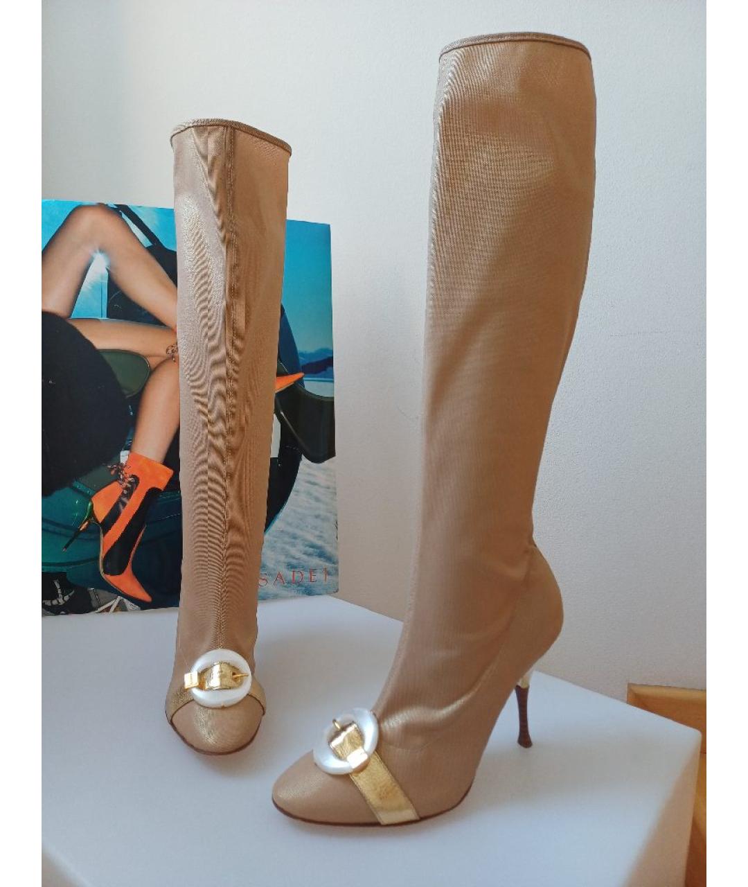 CASADEI Золотые кожаные сапоги, фото 4