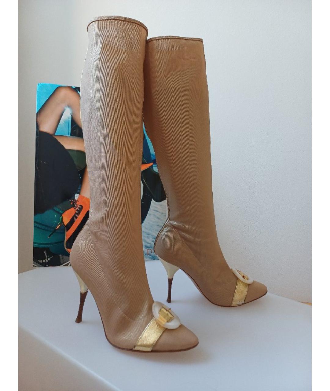 CASADEI Золотые кожаные сапоги, фото 3