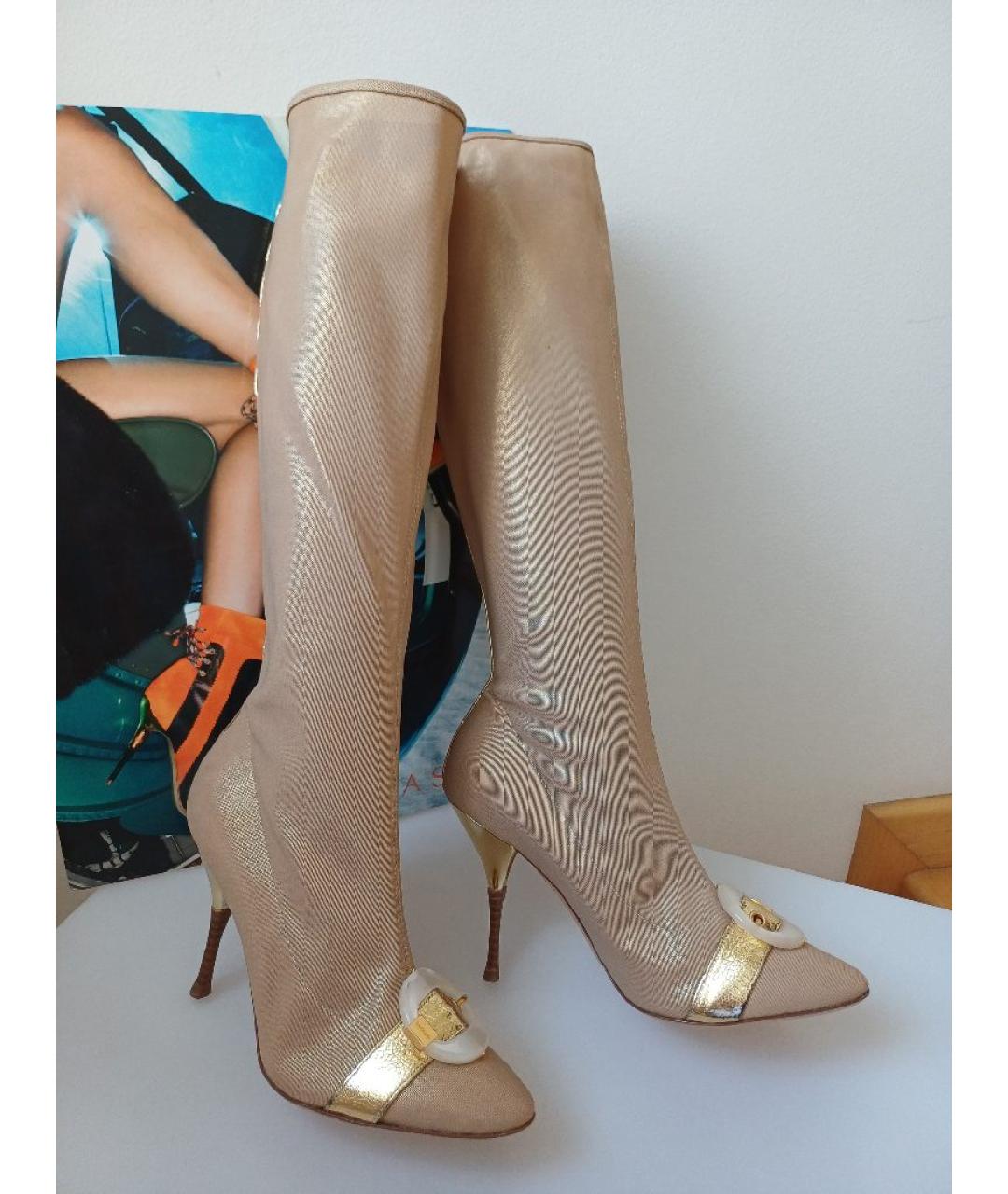 CASADEI Золотые кожаные сапоги, фото 5
