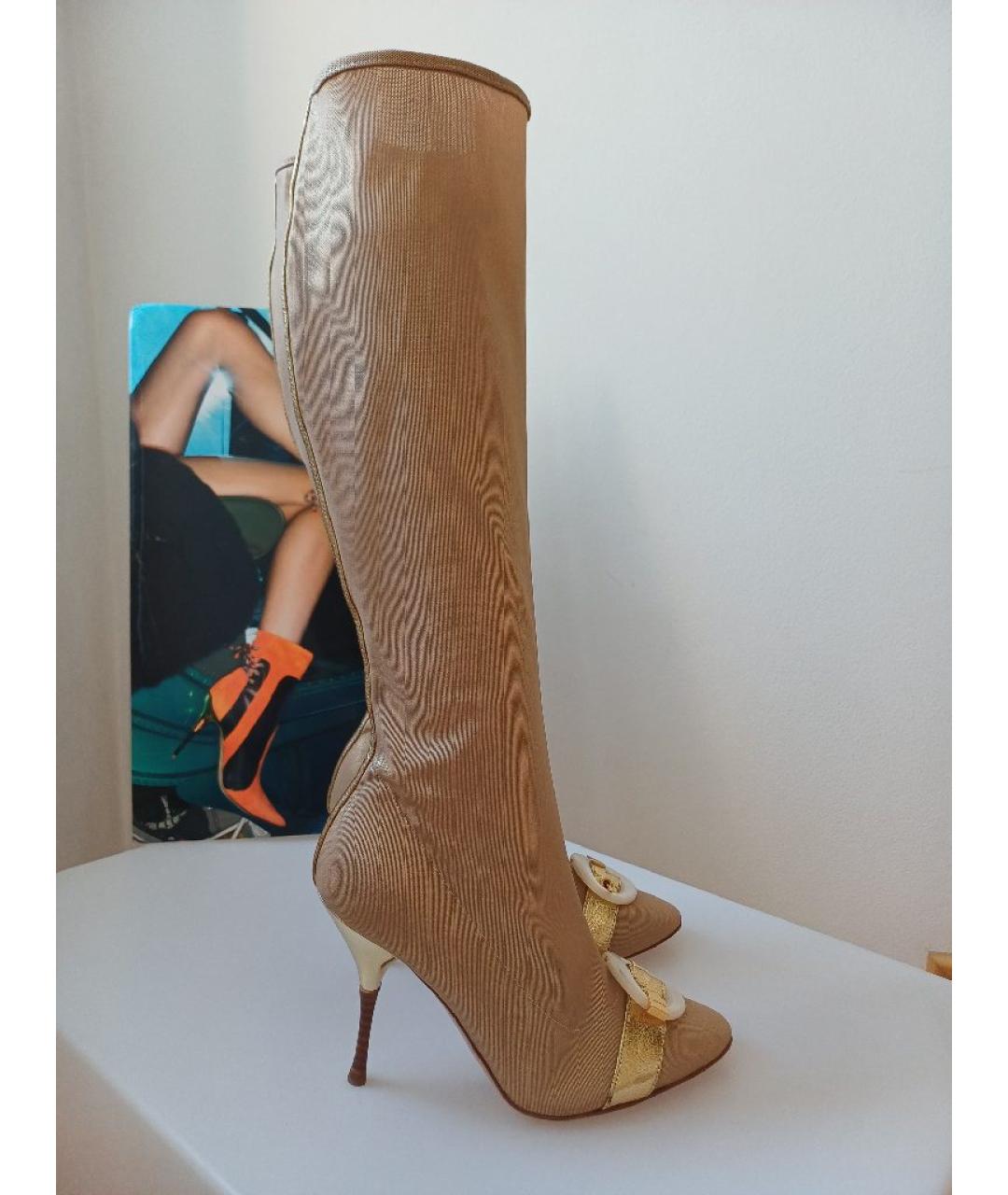 CASADEI Золотые кожаные сапоги, фото 2
