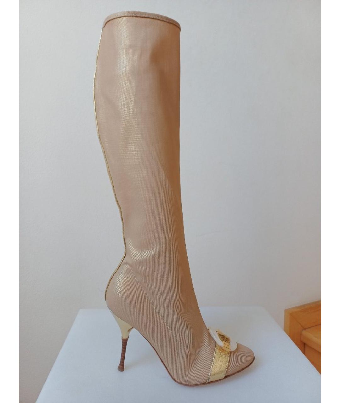 CASADEI Золотые кожаные сапоги, фото 9