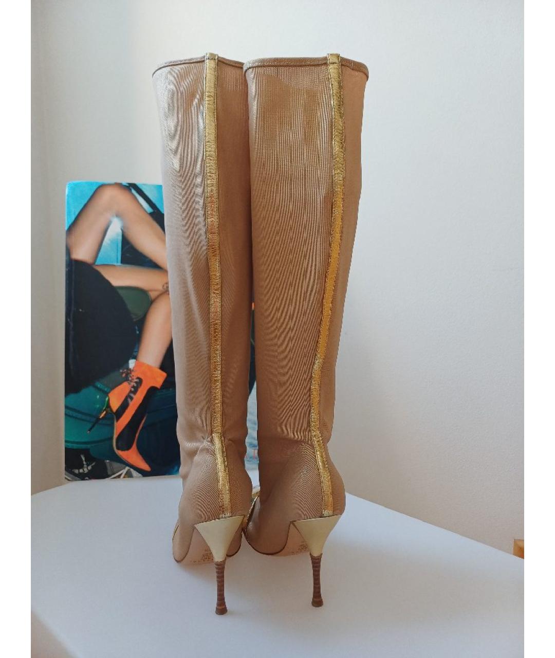 CASADEI Золотые кожаные сапоги, фото 7