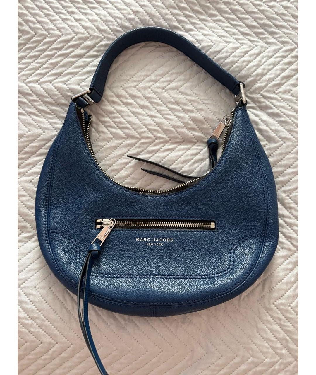 MARC BY MARC JACOBS Темно-синяя кожаная сумка с короткими ручками, фото 6
