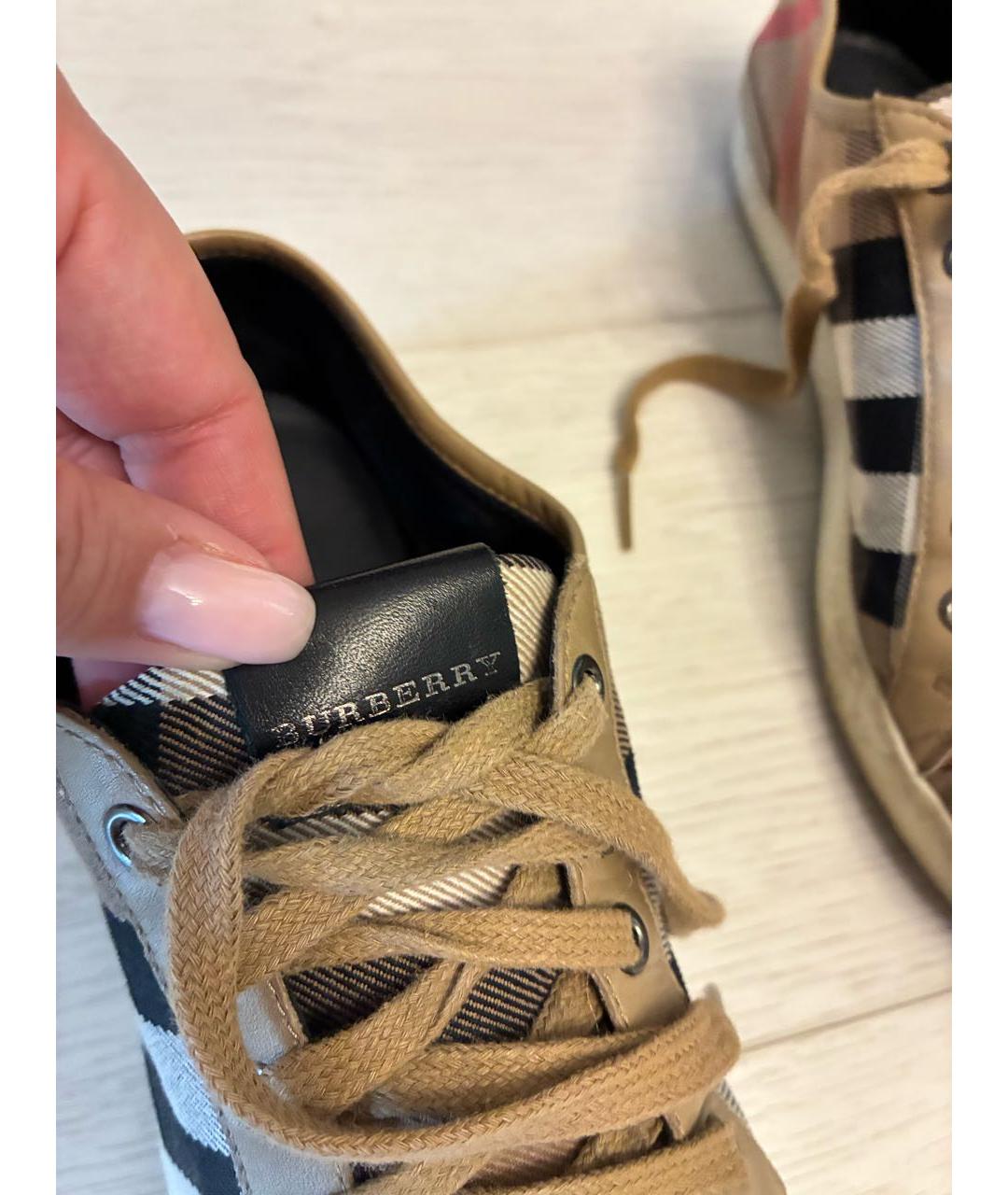 BURBERRY Коричневые текстильные кеды, фото 5