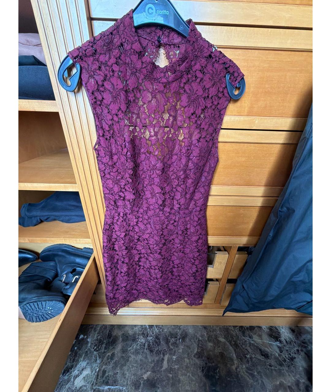 SANDRO Бордовое кружевное платье, фото 5