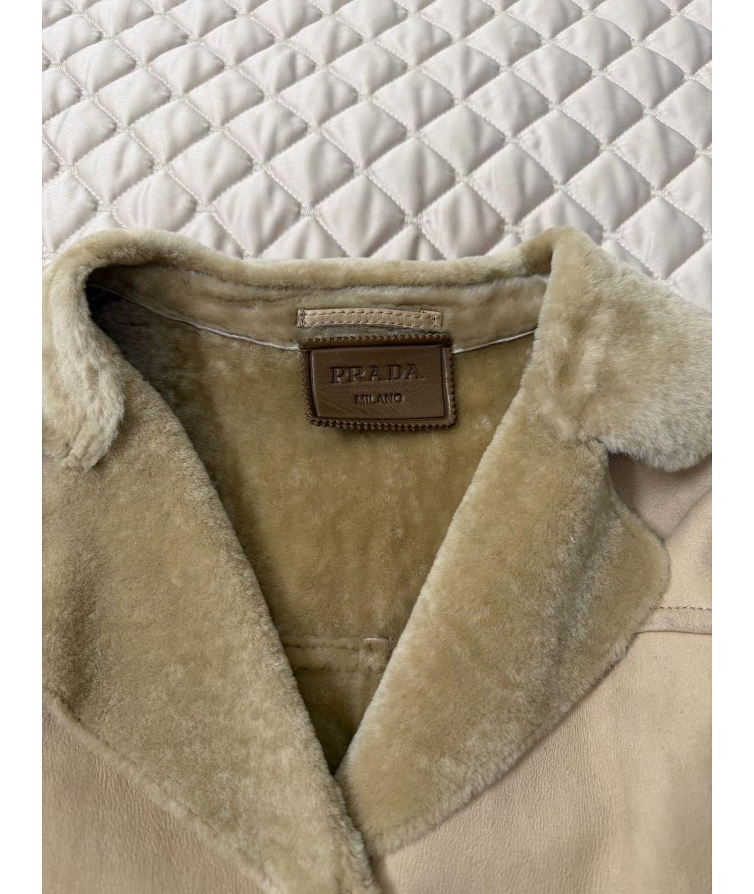 PRADA Бежевая кожаная дубленка, фото 3