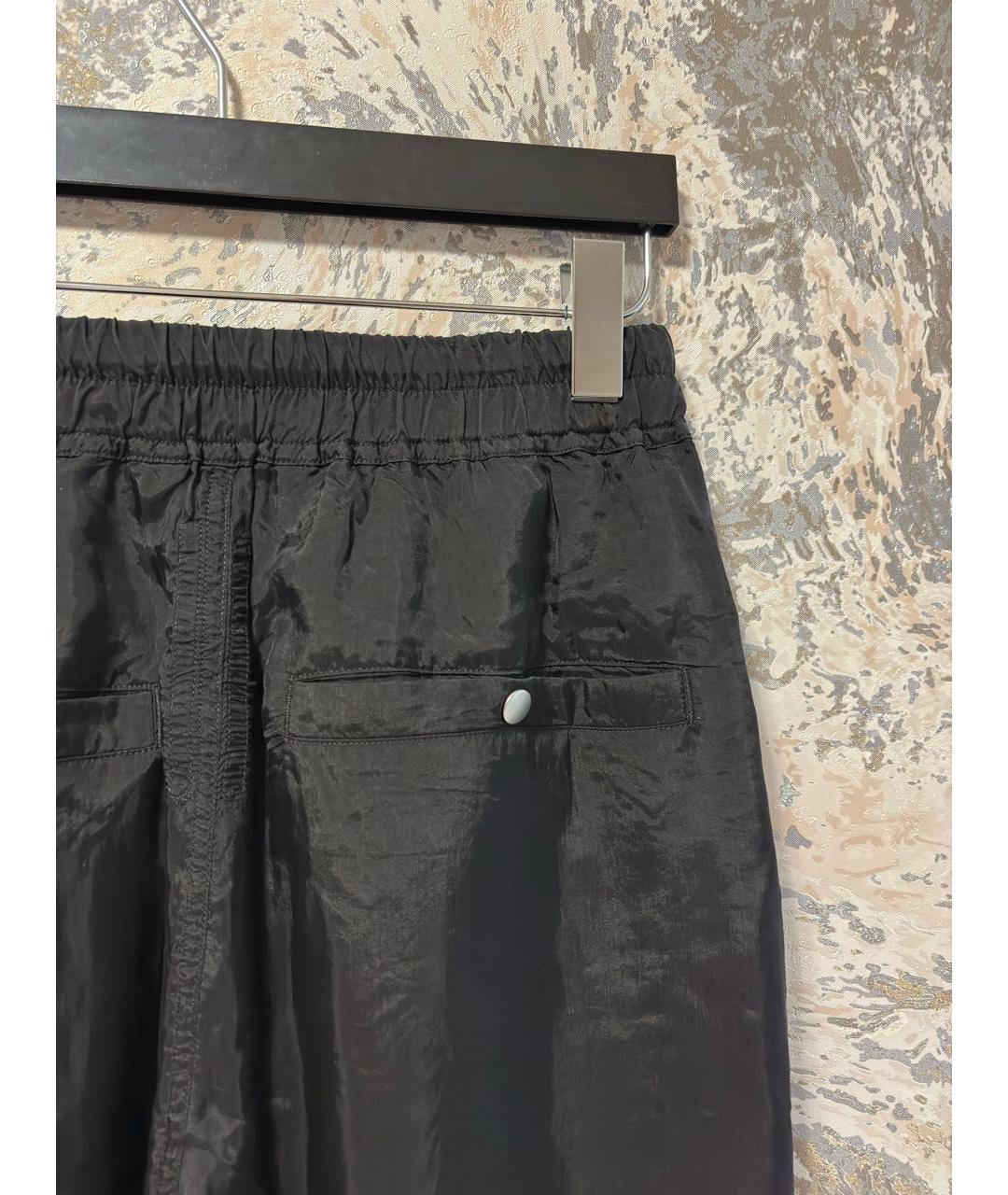 RICK OWENS Черные шелковые спортивные брюки и шорты, фото 4