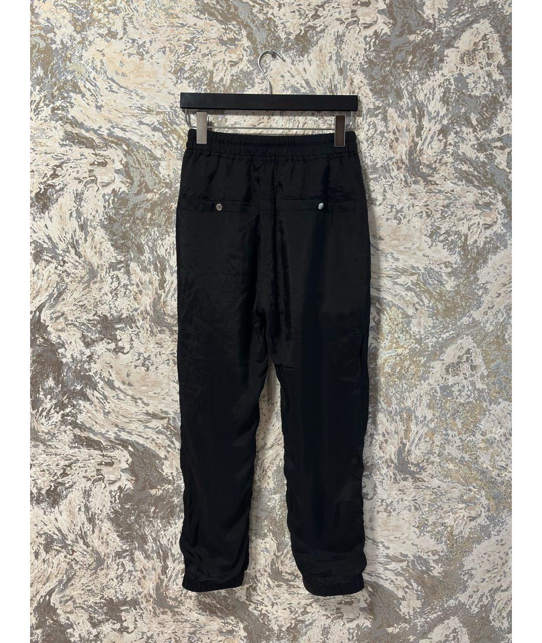 RICK OWENS Черные шелковые спортивные брюки и шорты, фото 3