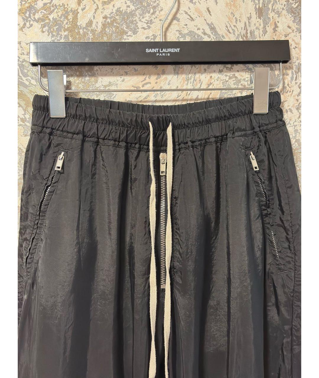 RICK OWENS Черные шелковые спортивные брюки и шорты, фото 2