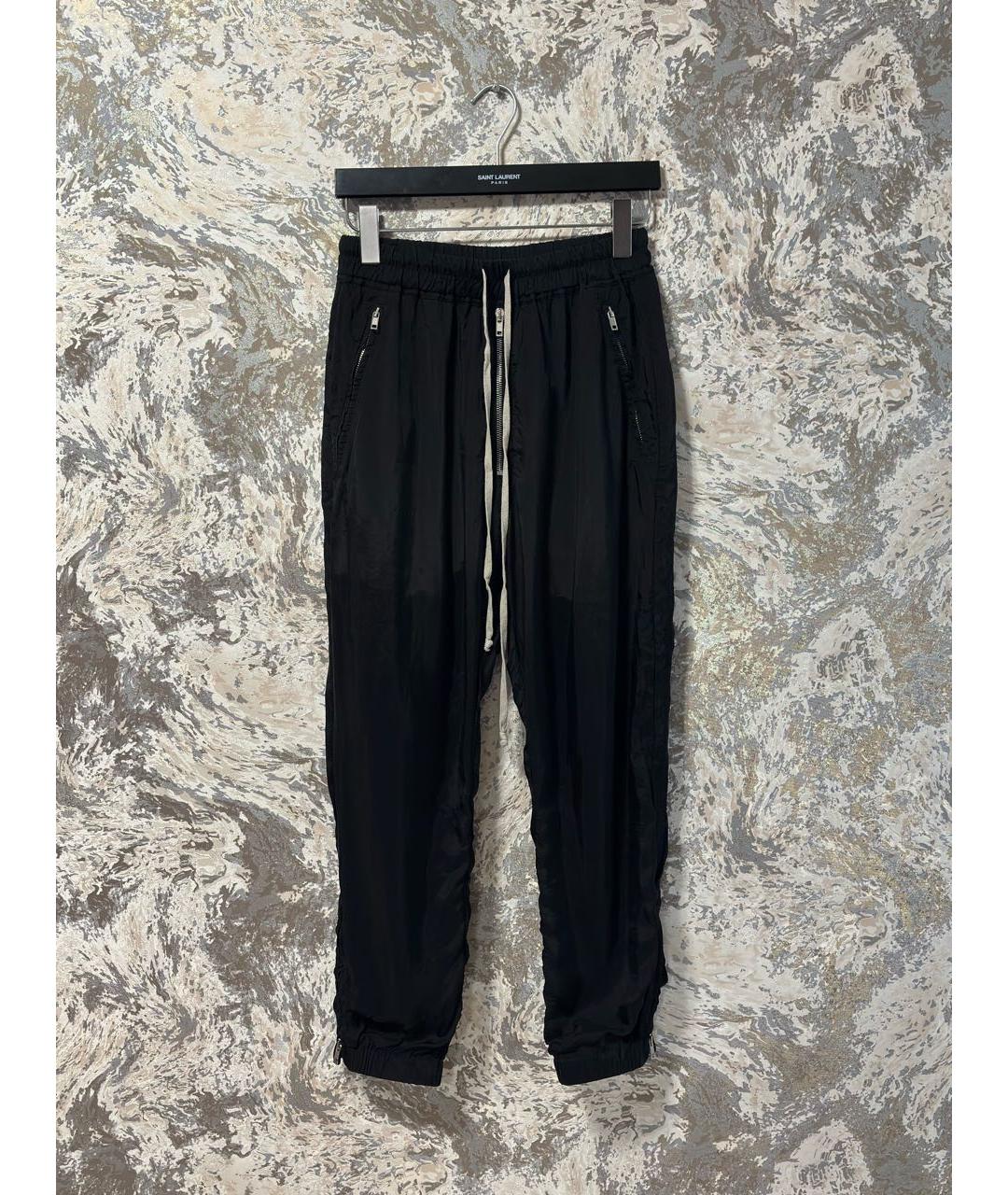 RICK OWENS Черные шелковые спортивные брюки и шорты, фото 9