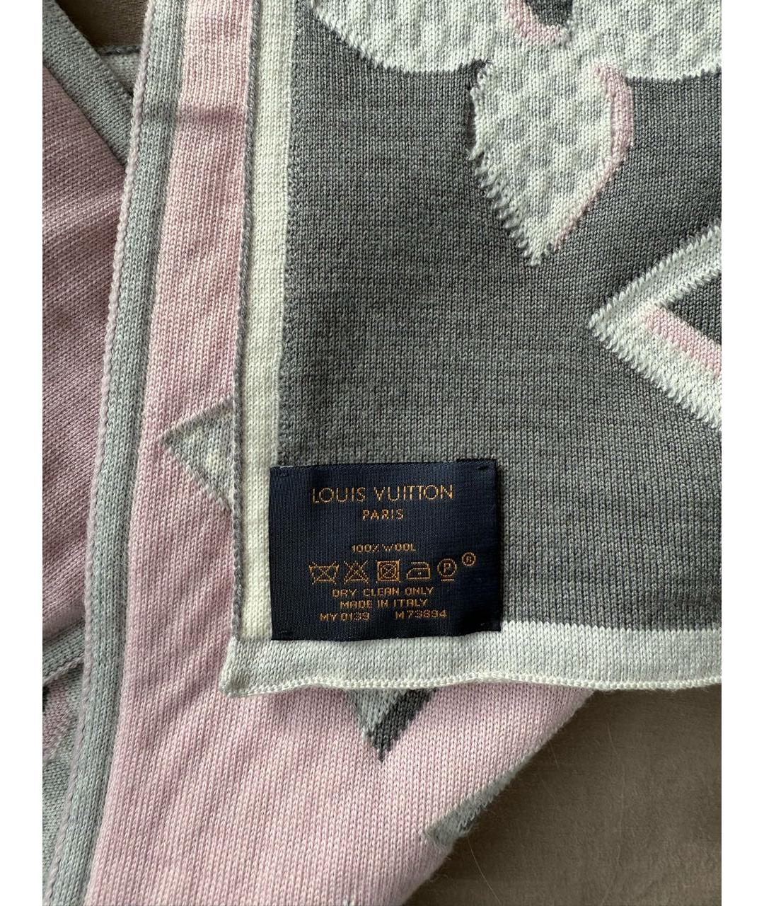 LOUIS VUITTON Розовый шерстяной шарф, фото 3