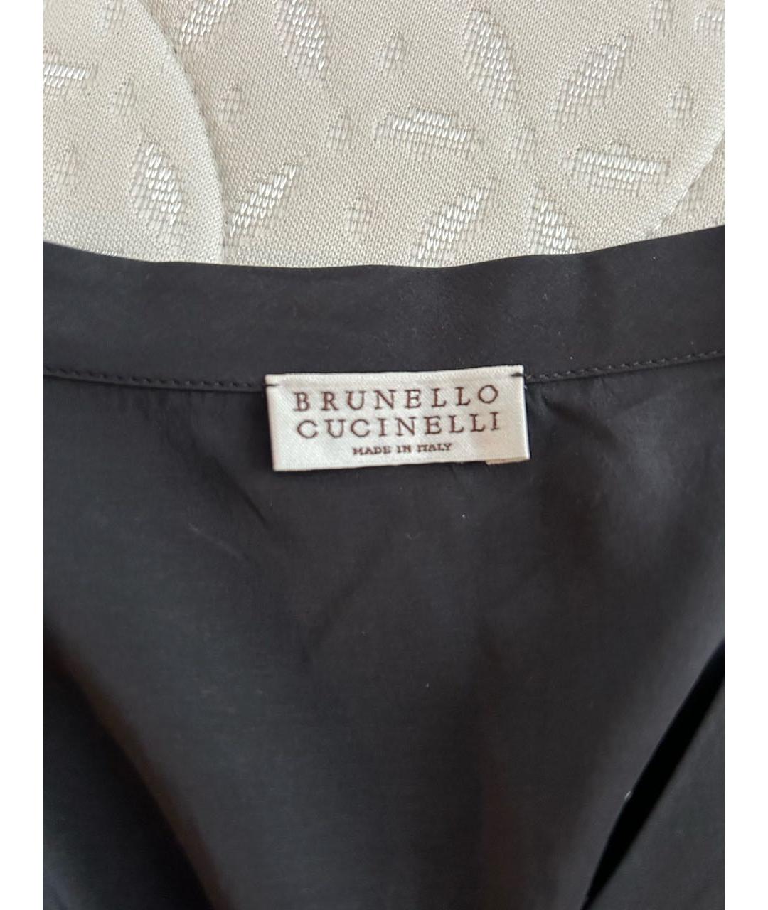 BRUNELLO CUCINELLI Черная шелковая футболка, фото 2