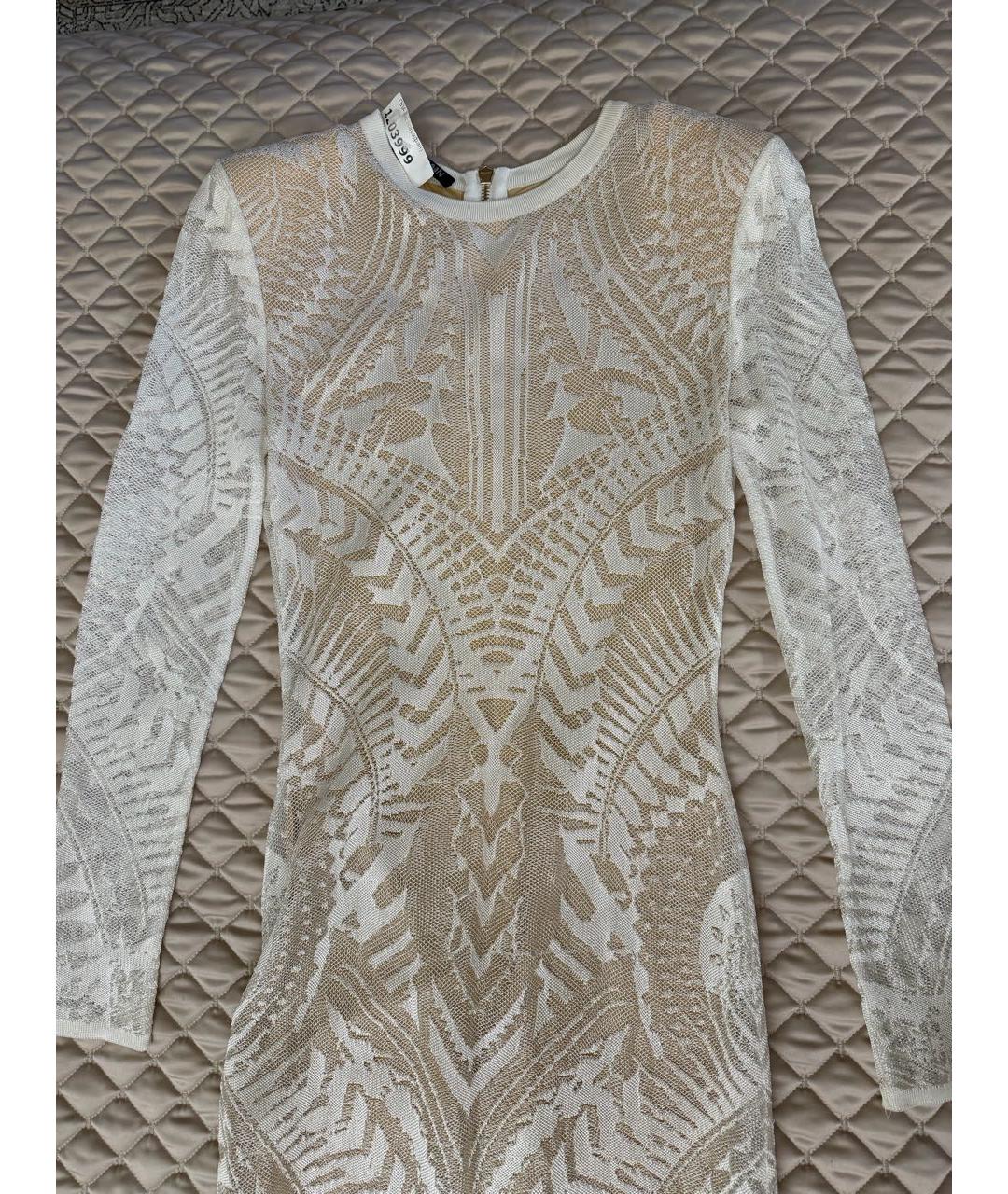 BALMAIN Белое хлопко-эластановое вечернее платье, фото 3