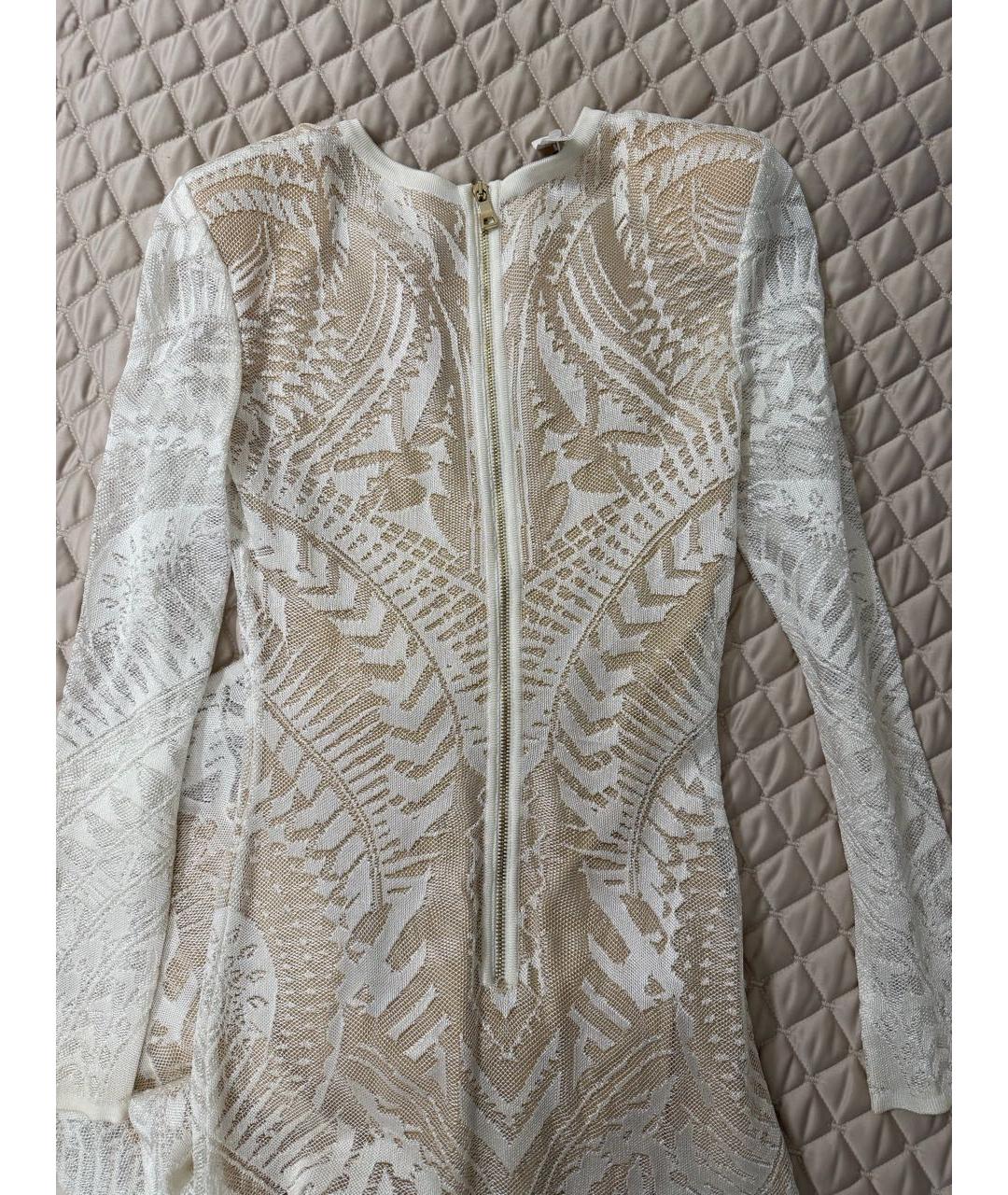 BALMAIN Белое хлопко-эластановое вечернее платье, фото 5