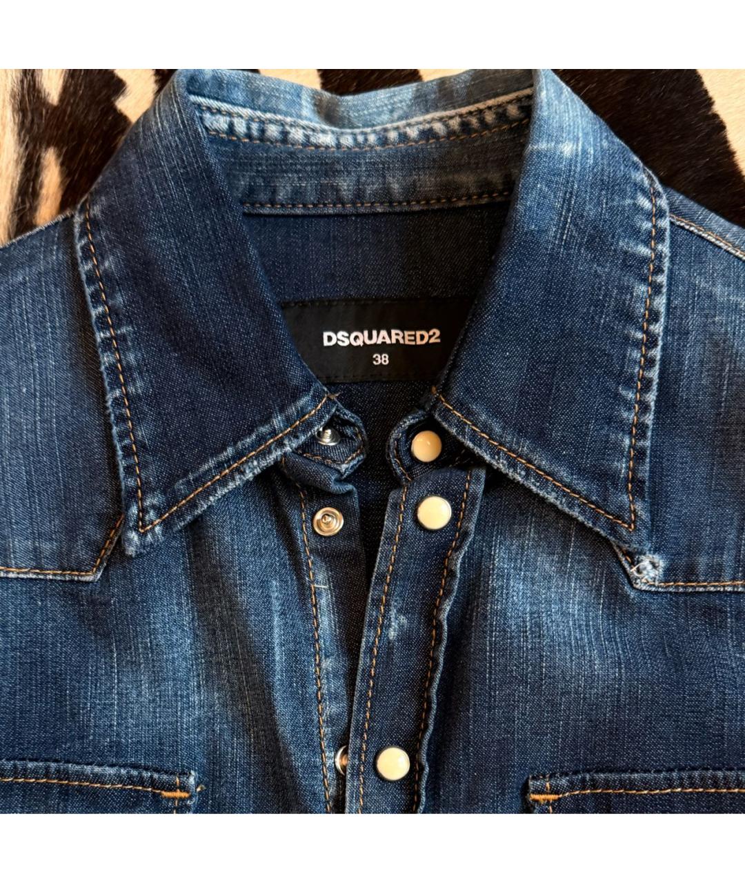 DSQUARED2 Темно-синяя деним рубашка, фото 3