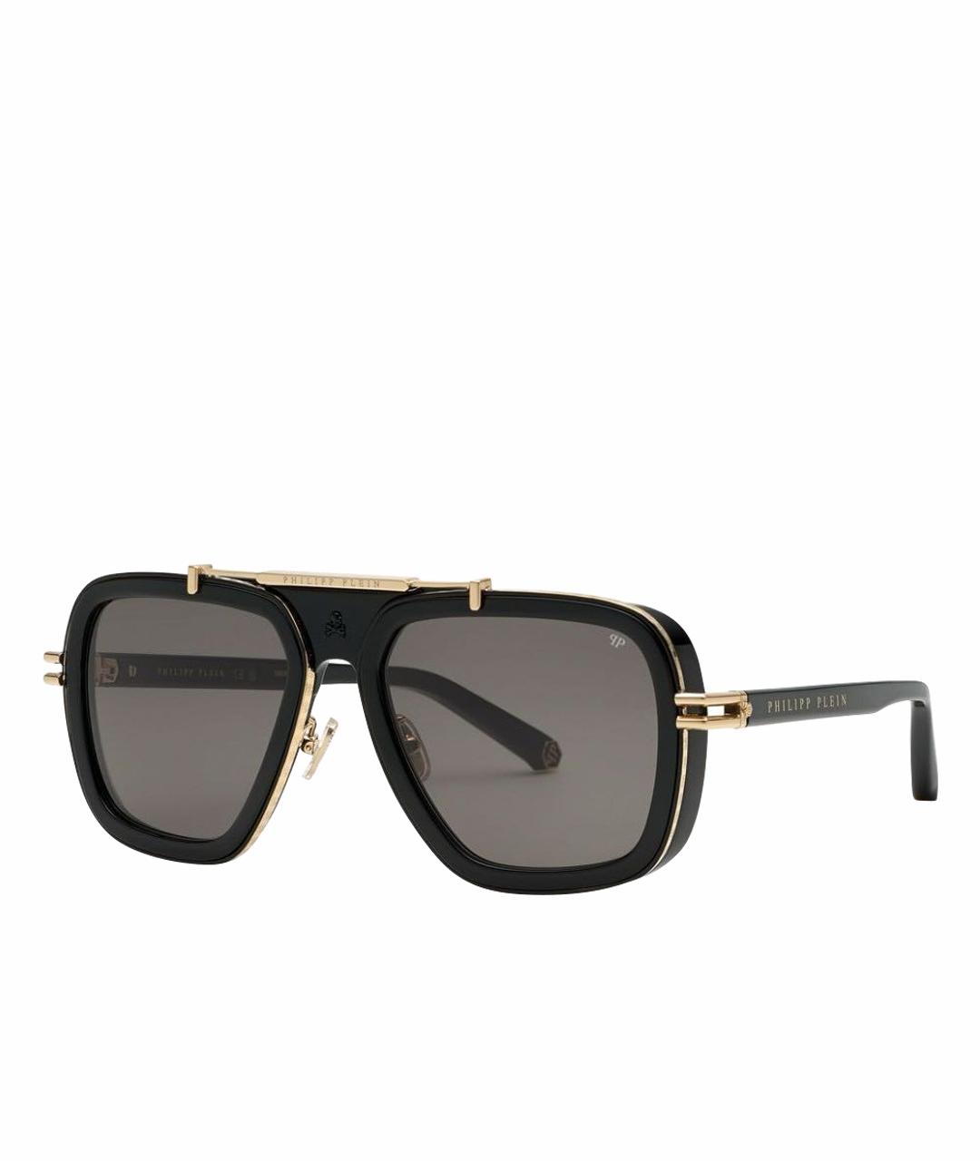 PHILIPP PLEIN Черные металлические солнцезащитные очки, фото 1