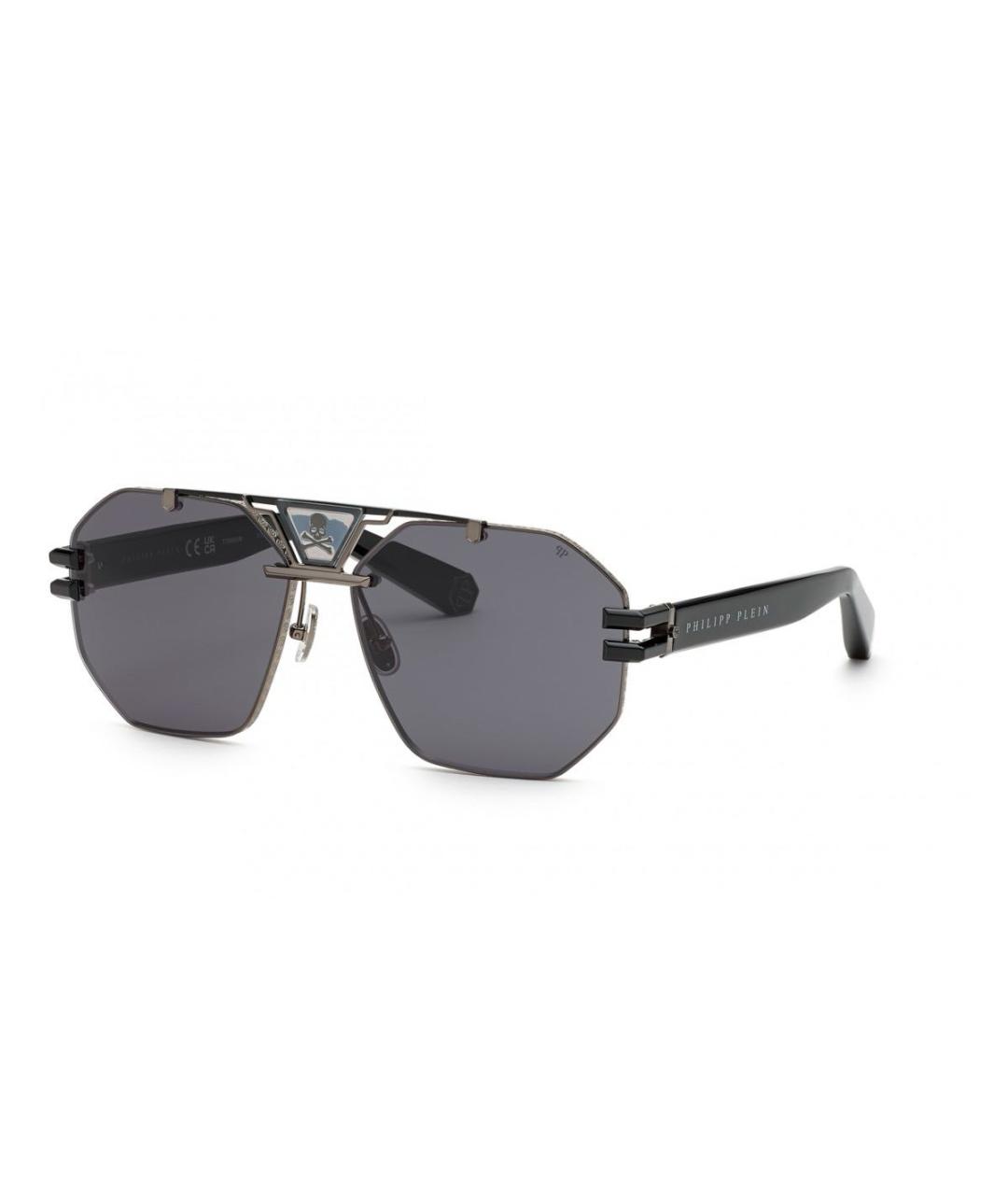 PHILIPP PLEIN Черные металлические солнцезащитные очки, фото 1