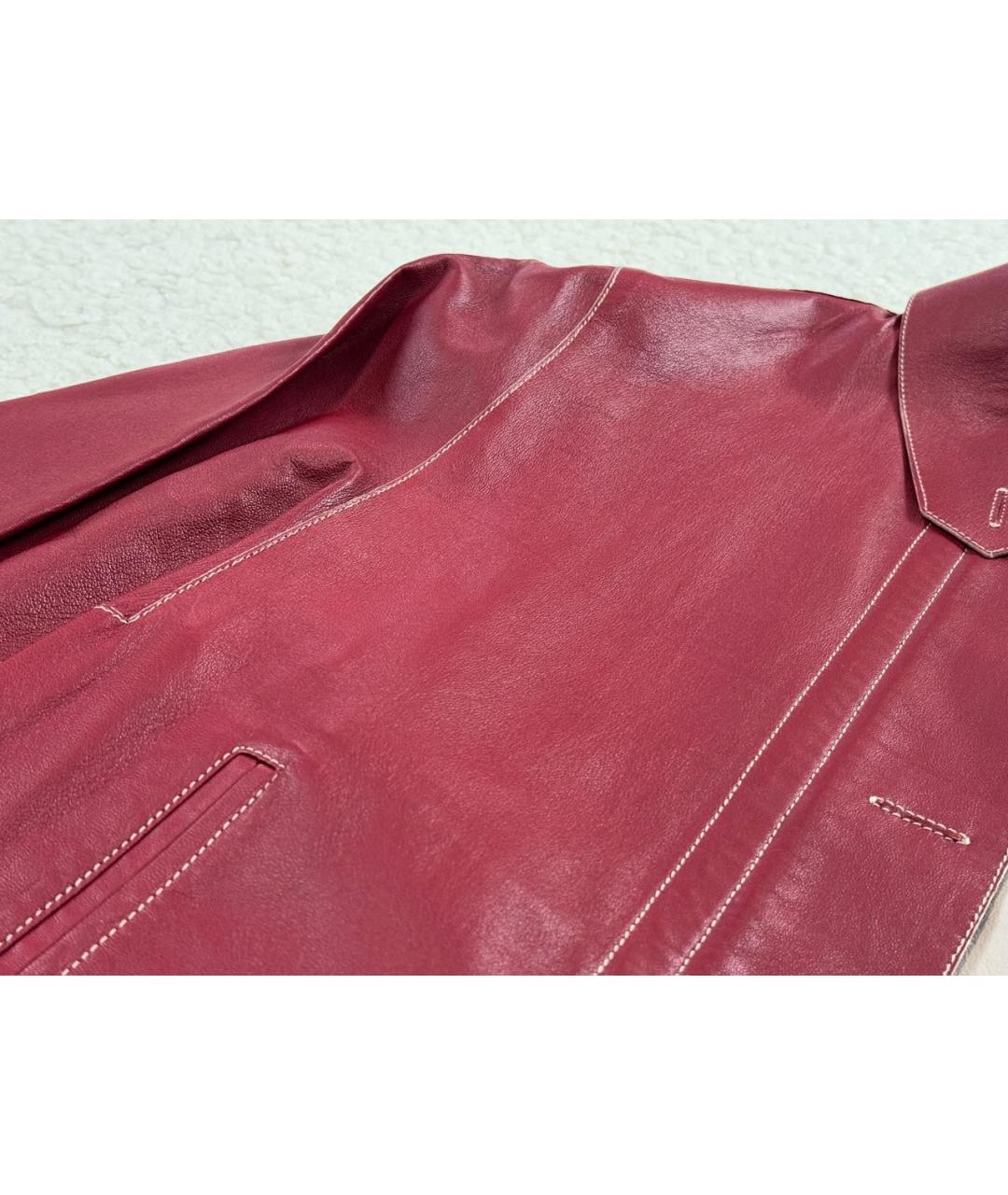 LORO PIANA Бордовая кожаная куртка, фото 7
