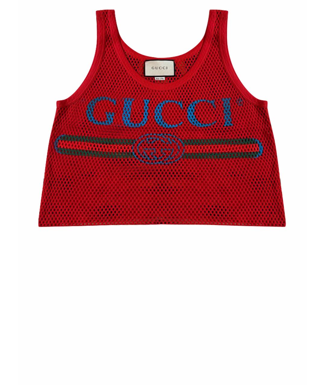 GUCCI Красная хлопковая майка, фото 1
