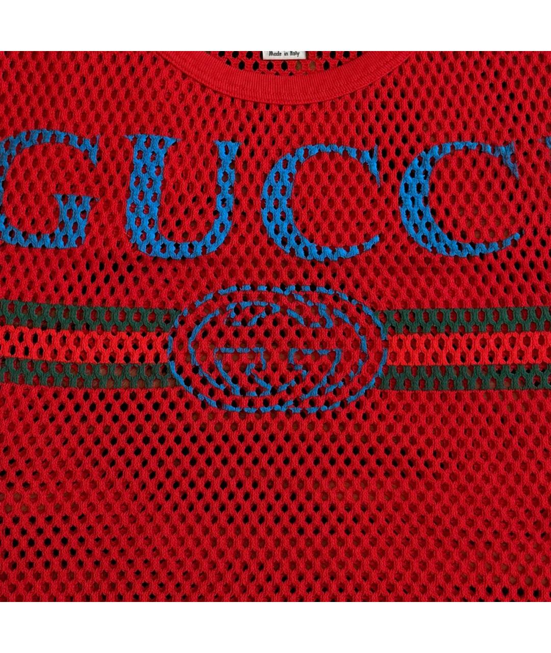 GUCCI Красная хлопковая майка, фото 4