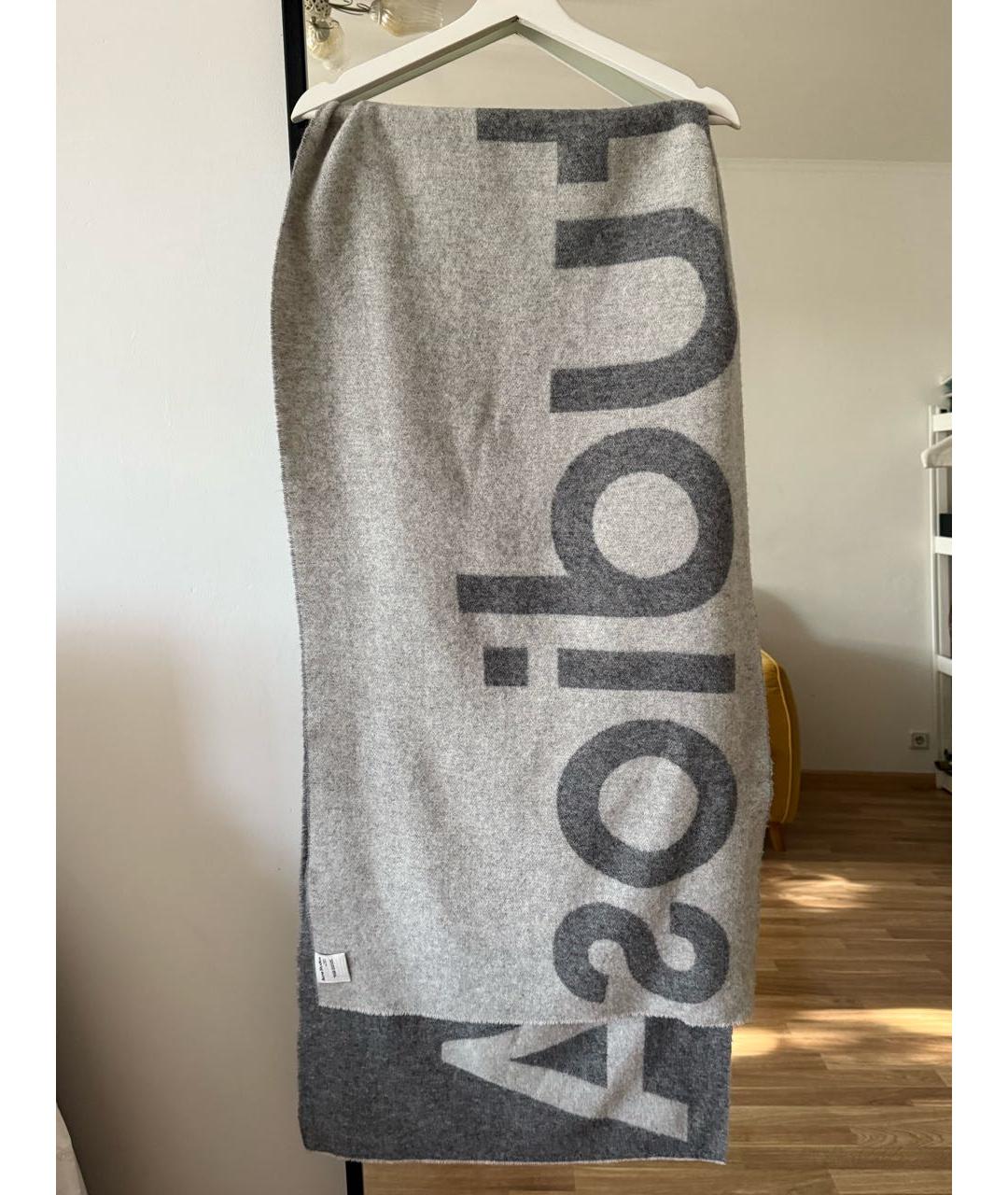 ACNE STUDIOS Серый шерстяной шарф, фото 3