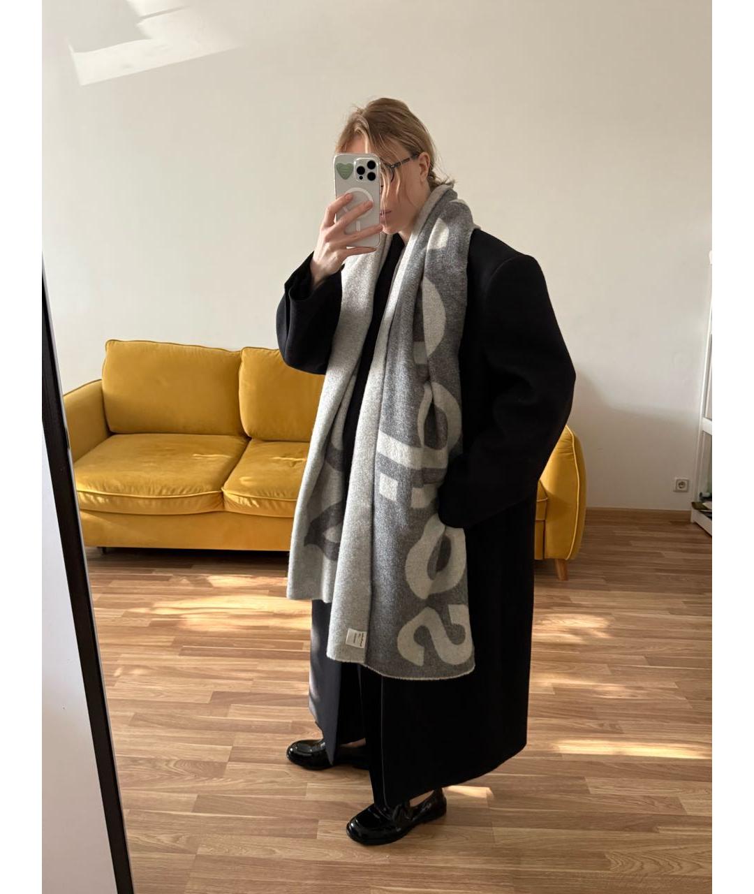 ACNE STUDIOS Серый шерстяной шарф, фото 7