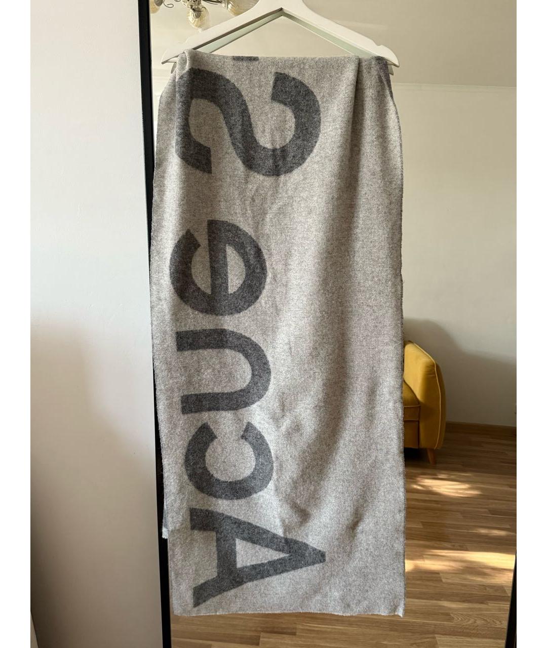 ACNE STUDIOS Серый шерстяной шарф, фото 2
