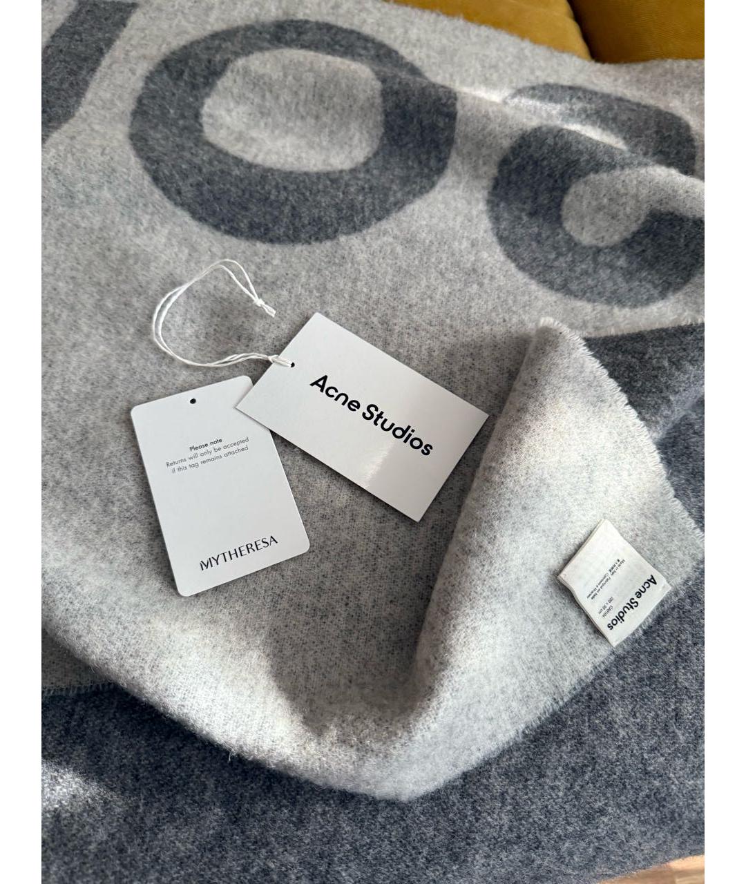 ACNE STUDIOS Серый шерстяной шарф, фото 6