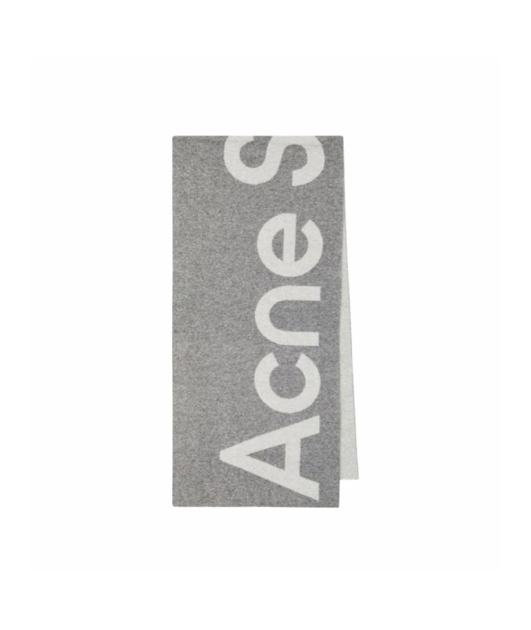 ACNE STUDIOS Серый шерстяной шарф, фото 1