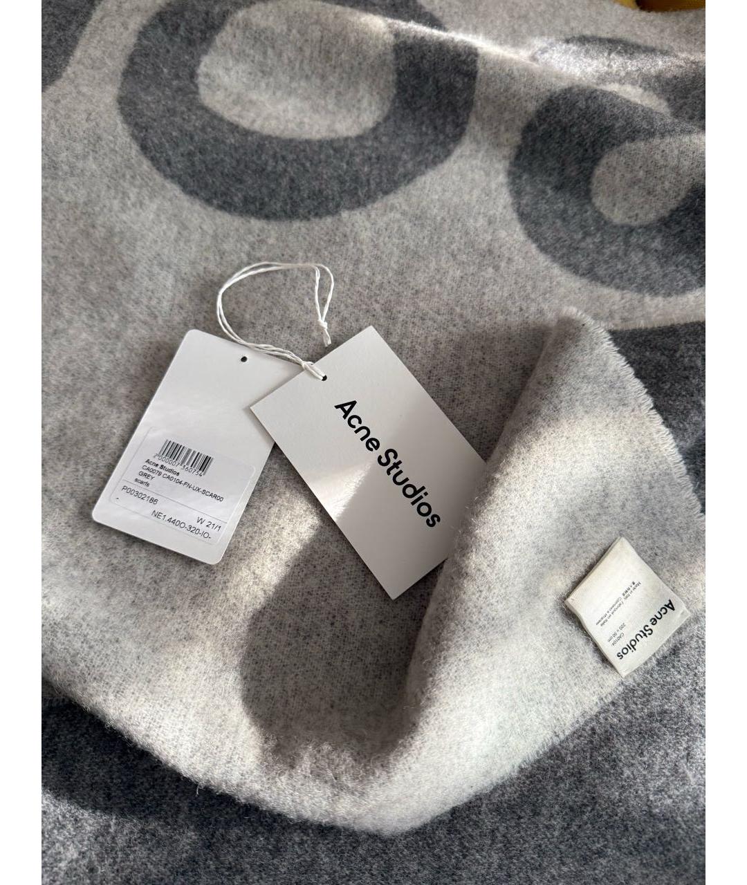 ACNE STUDIOS Серый шерстяной шарф, фото 5