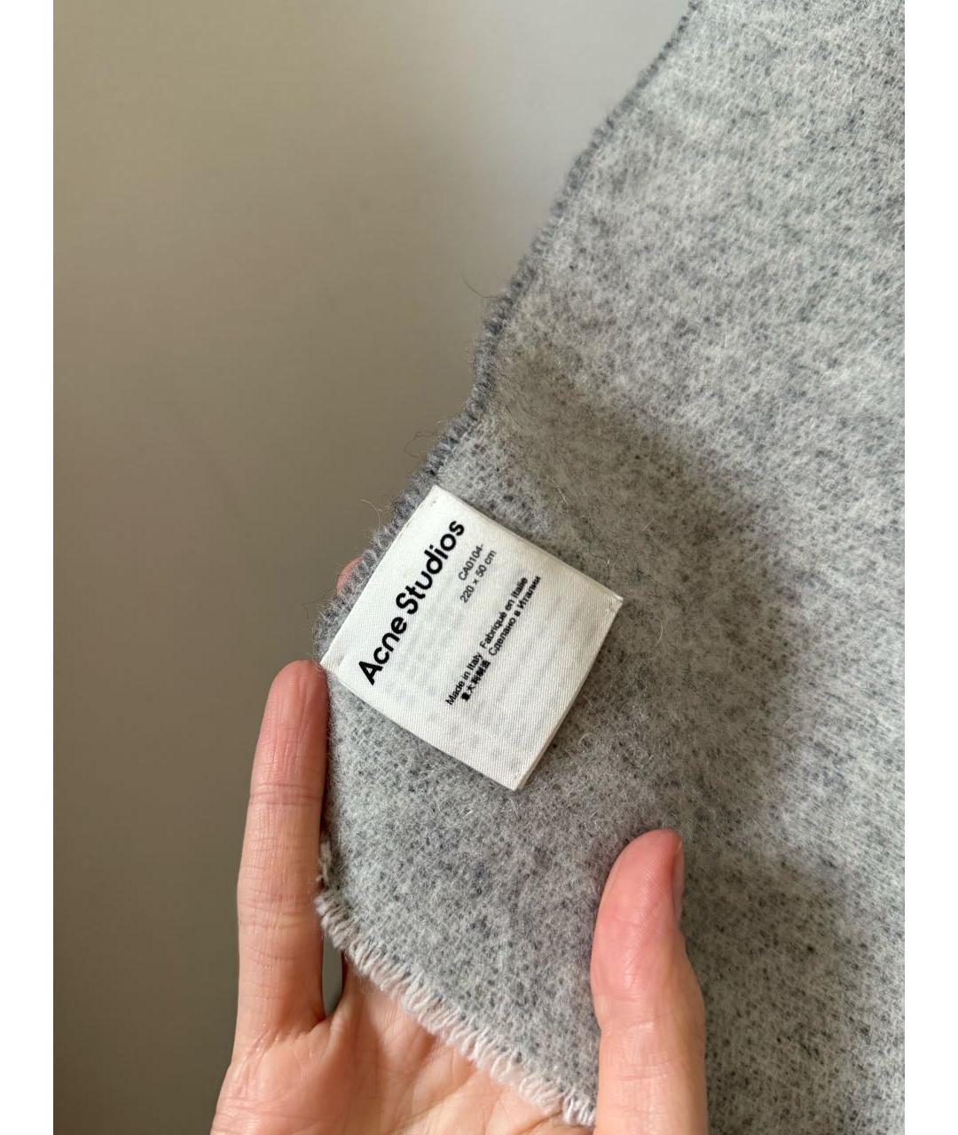 ACNE STUDIOS Серый шерстяной шарф, фото 4