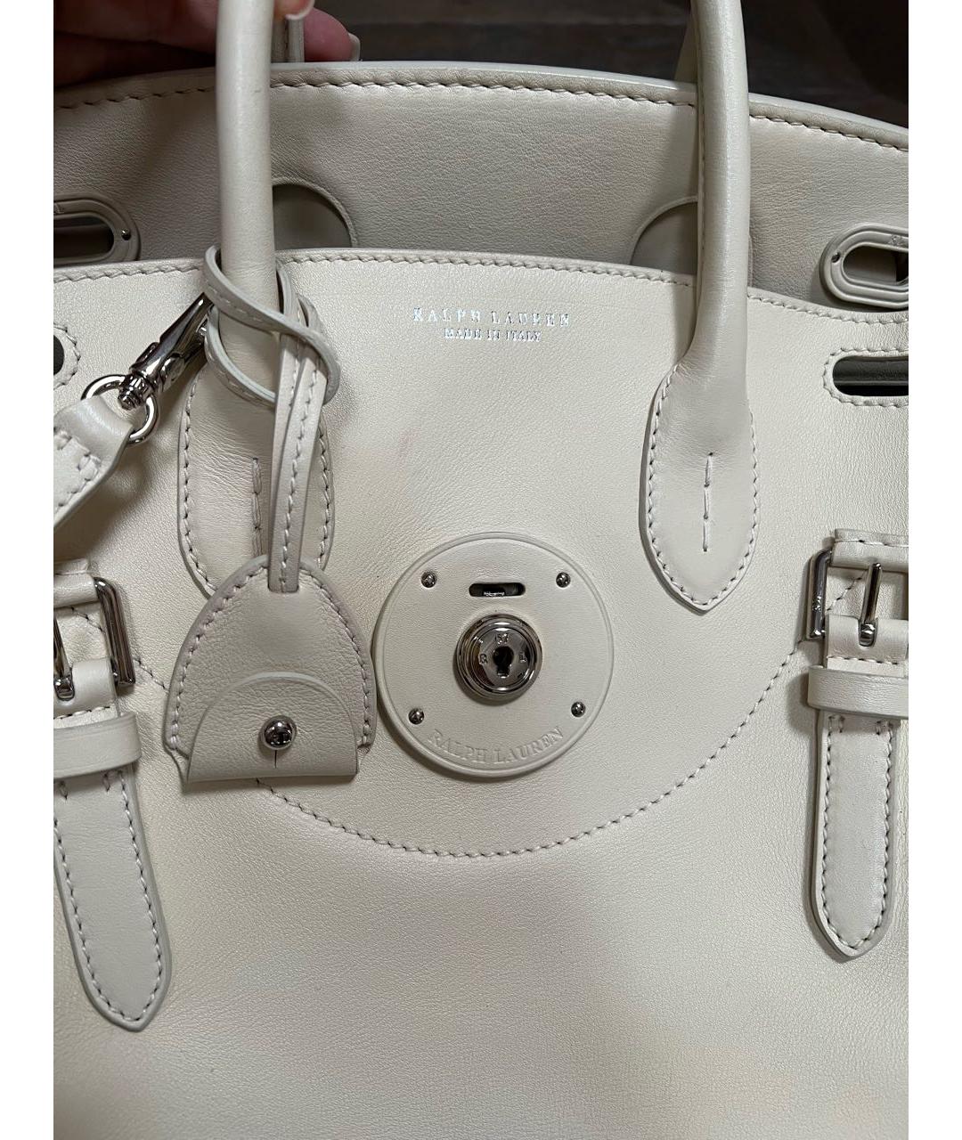 RALPH LAUREN Белая кожаная сумка тоут, фото 5