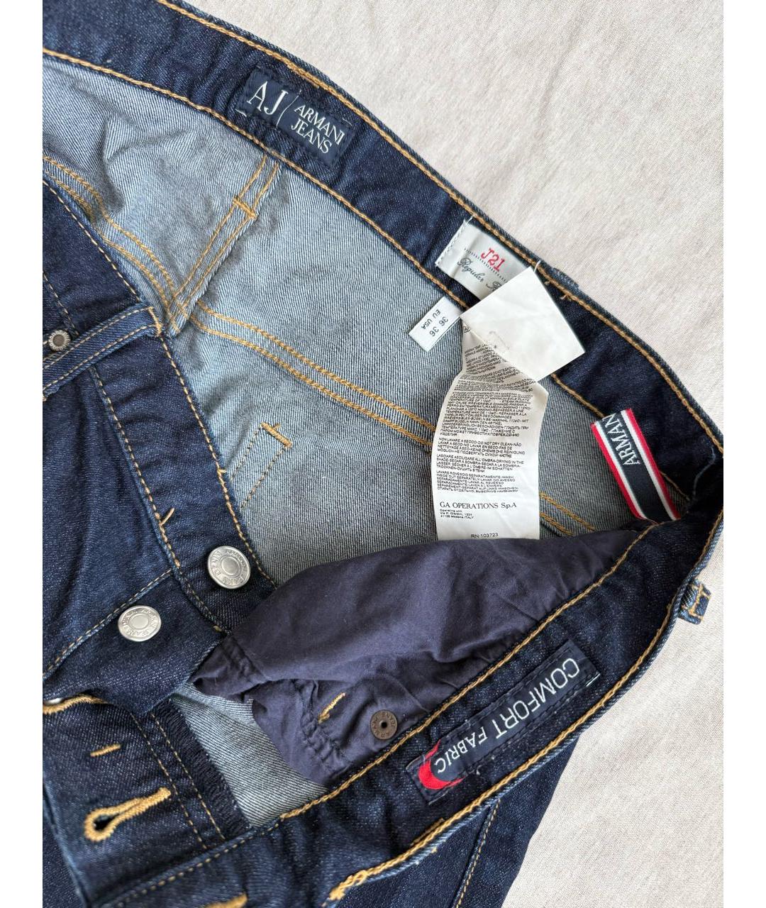 ARMANI JEANS Темно-синие хлопковые прямые джинсы, фото 5
