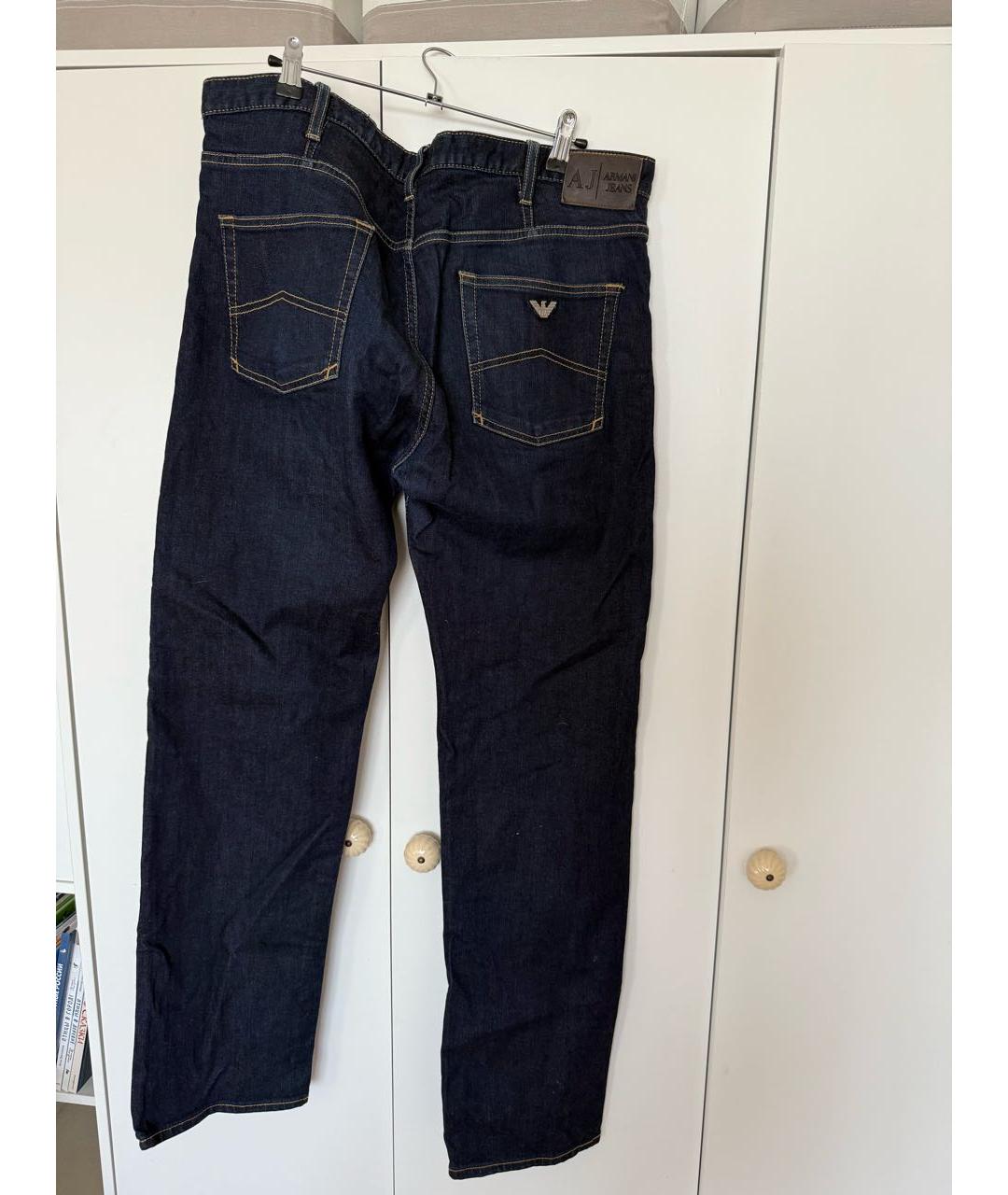 ARMANI JEANS Темно-синие хлопковые прямые джинсы, фото 2
