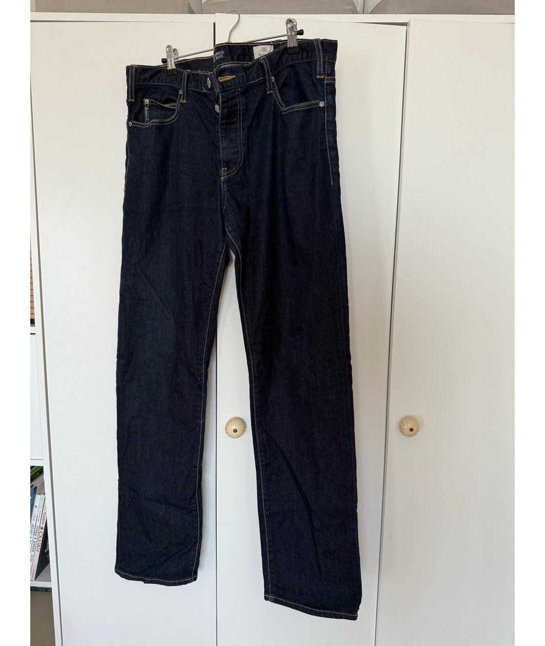 ARMANI JEANS Темно-синие хлопковые прямые джинсы, фото 8