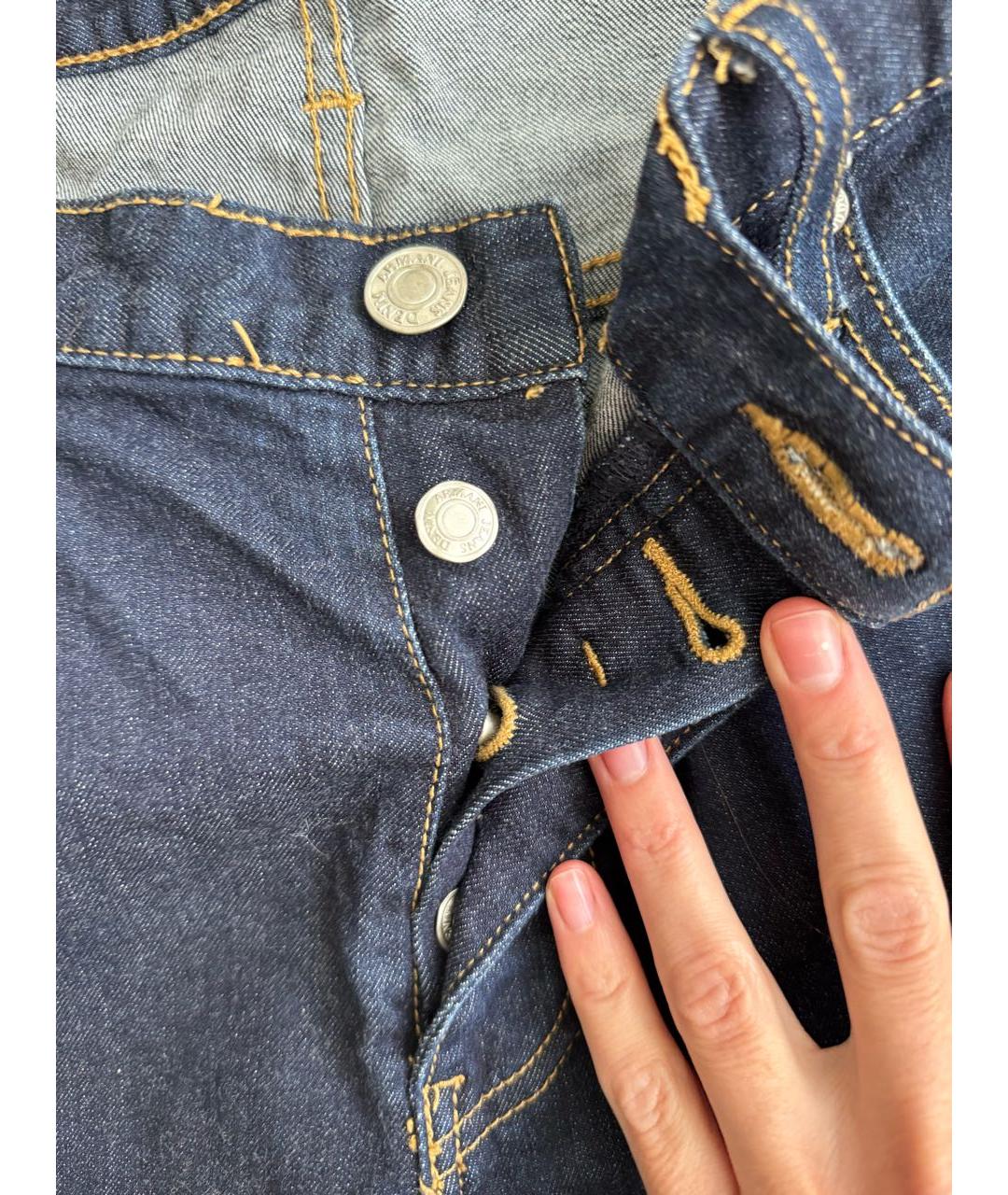 ARMANI JEANS Темно-синие хлопковые прямые джинсы, фото 6